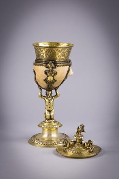 German Silver Gilt and Shell Covered Nautilus Cup, circa 1880
