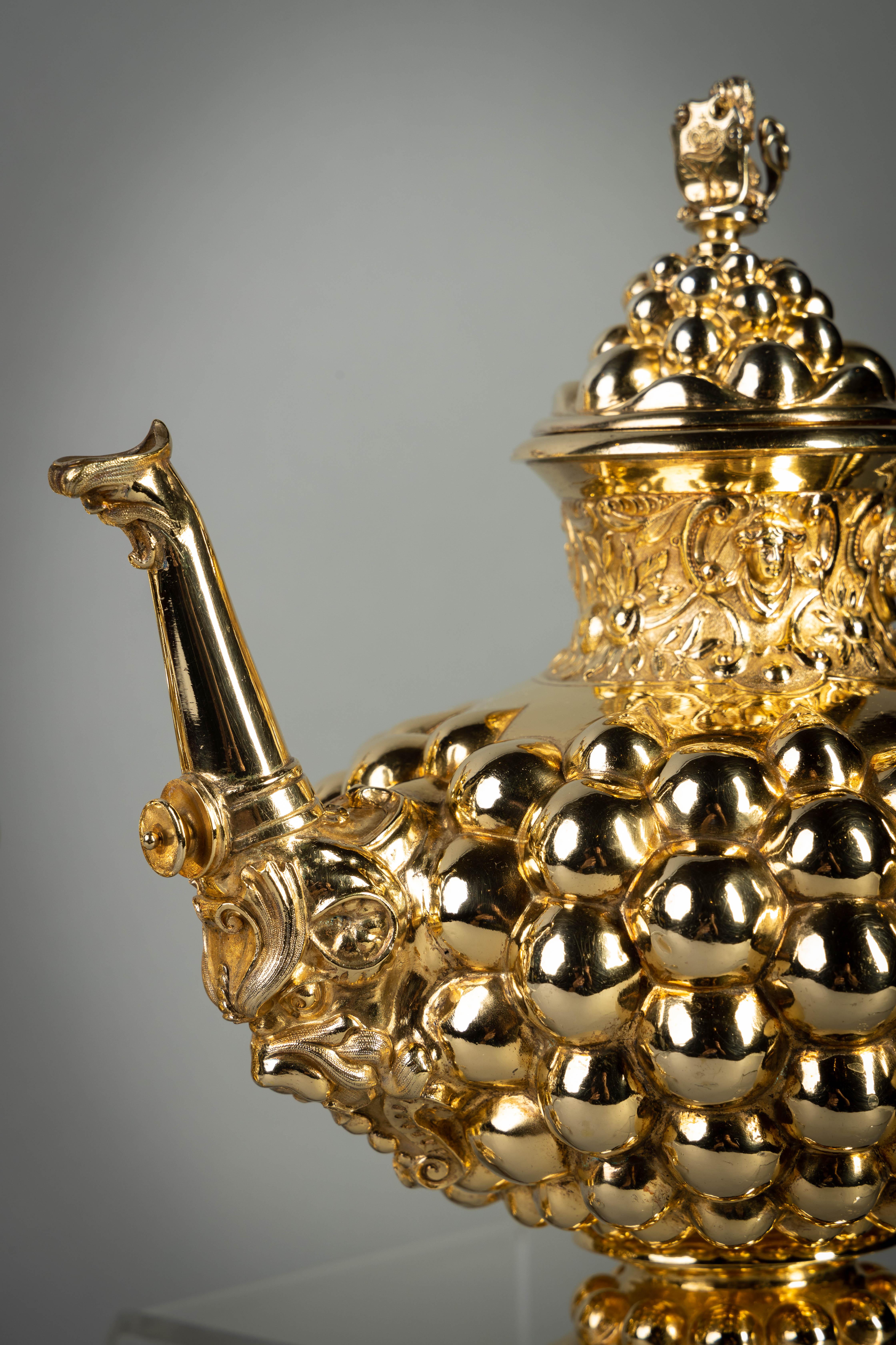 Service à thé et à café allemand en argent doré, vers 1875 en vente 5