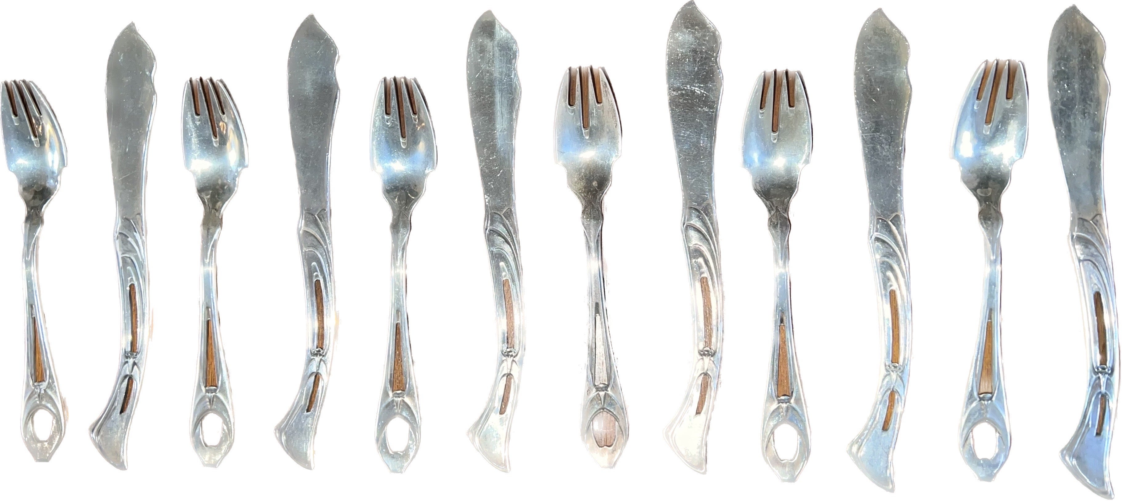 Mr. Giallo is opening his personal vault to sell a collection of his treasured antiques he's held on for so long.

ABOUT ITEM
German Silver Hallmarked Set of 6 Fish Set. Fish sets were used for eating fish! In the 18th and 19th century there was