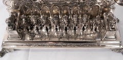 German Silver Hanukkah Lamp Menorah with Gold Washed Lions