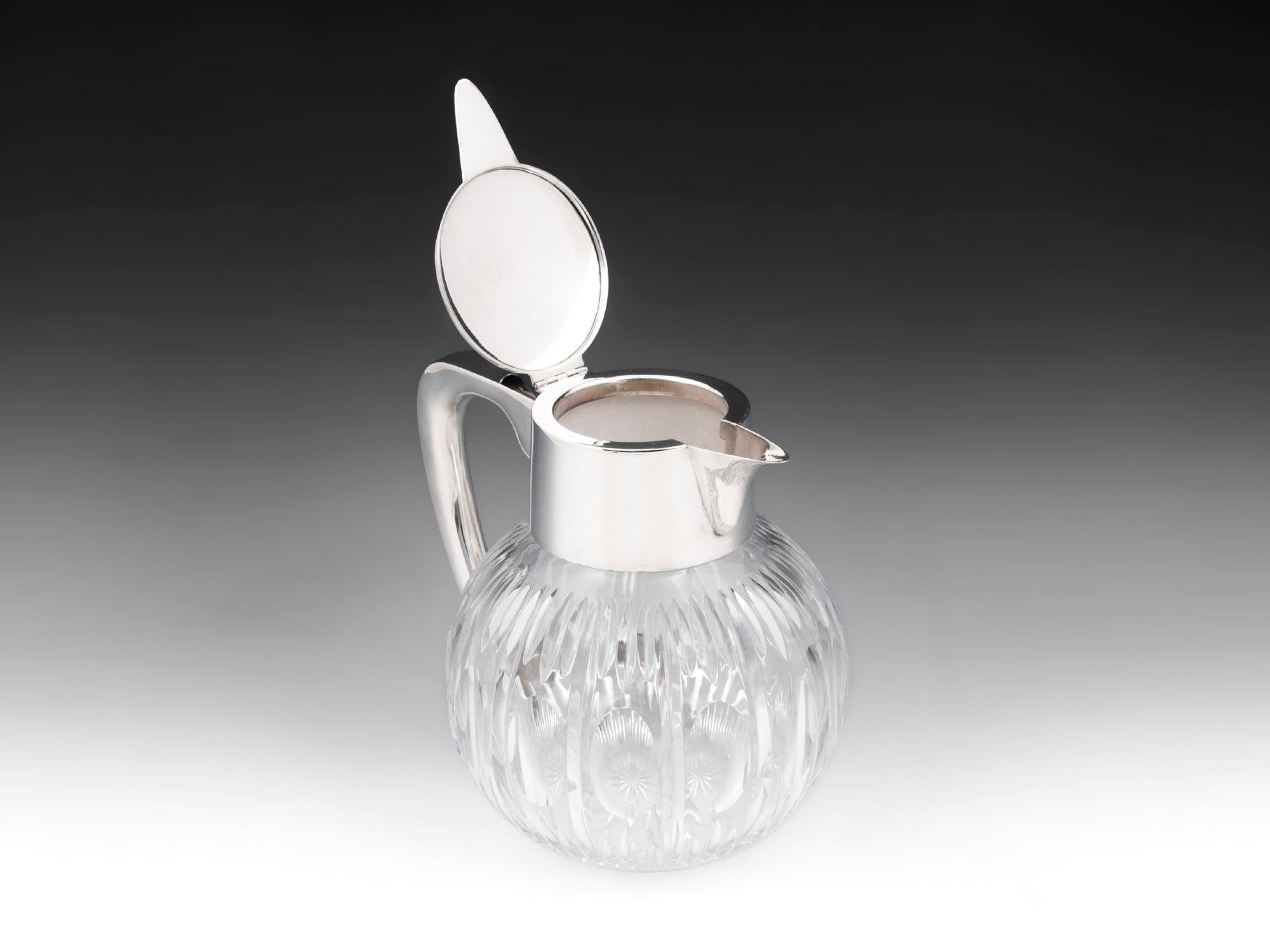 20th Century German Silver Mounted Glass Pitcher Emil Hermann For Sale