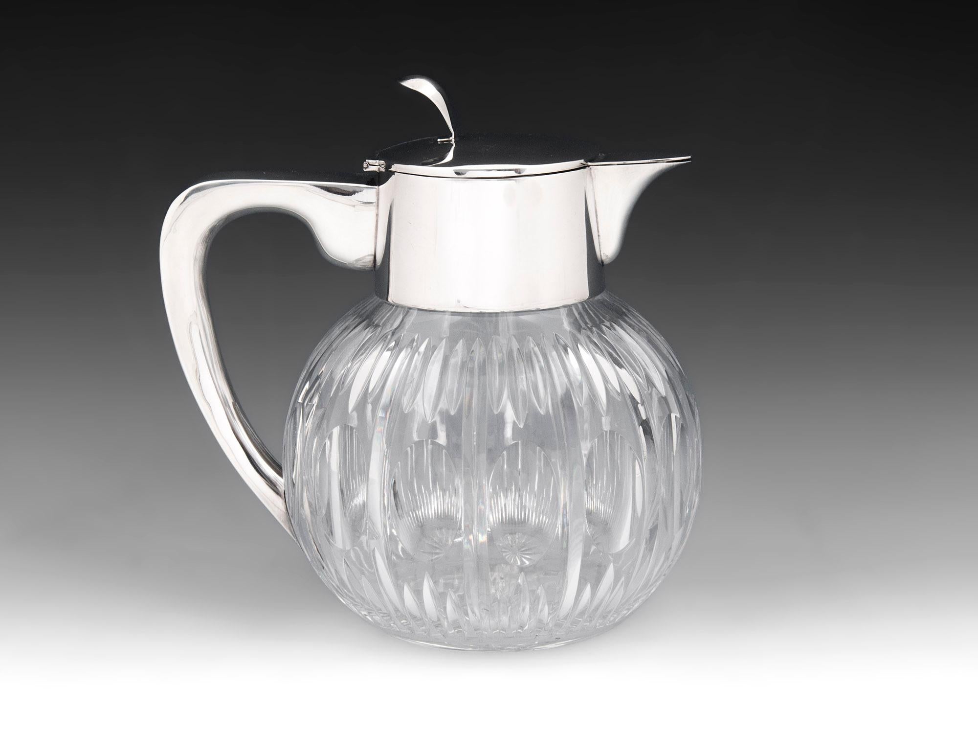 German Silver Mounted Glass Pitcher Emil Hermann For Sale 1
