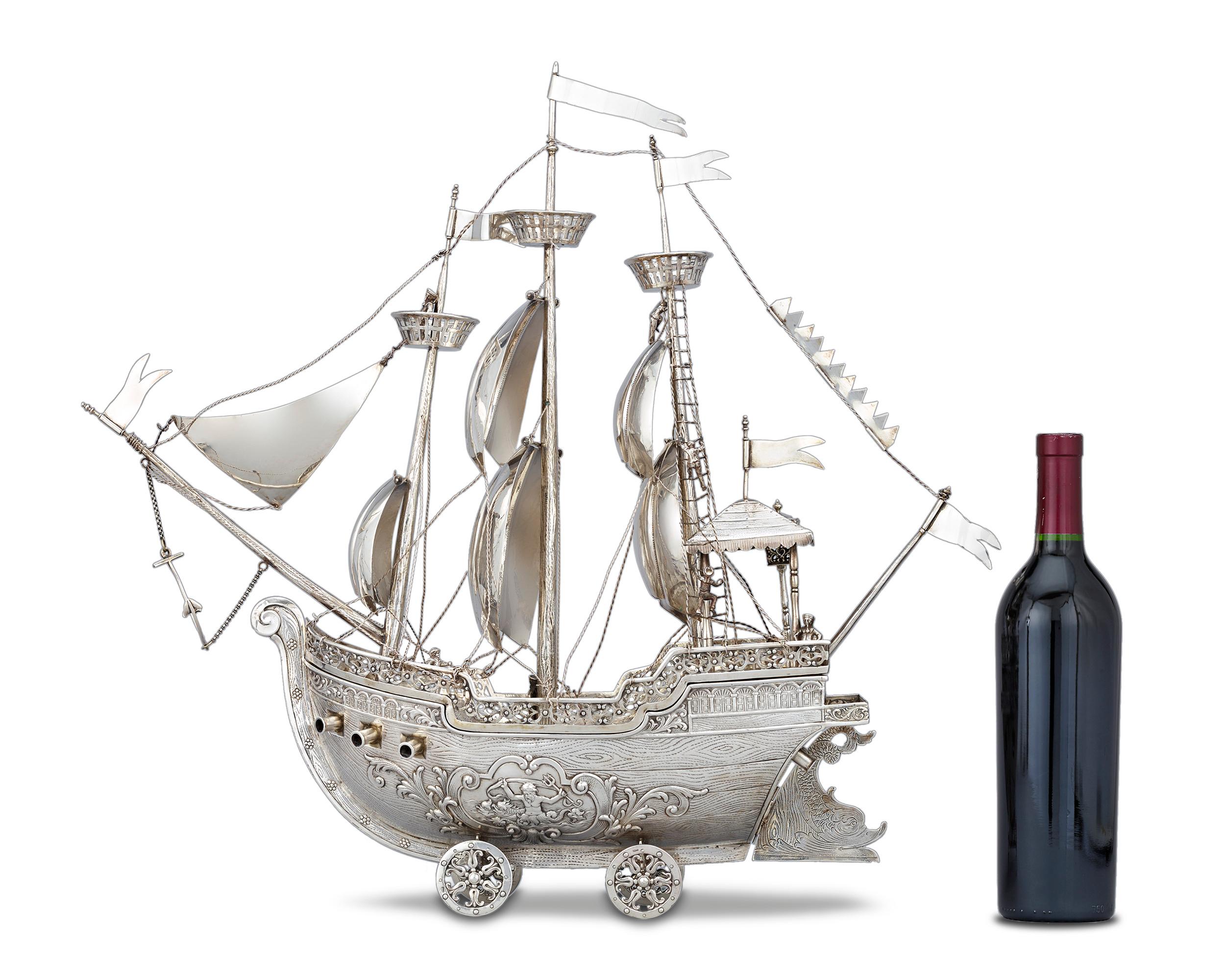 19th Century German Silver Nef by Berthold Muller