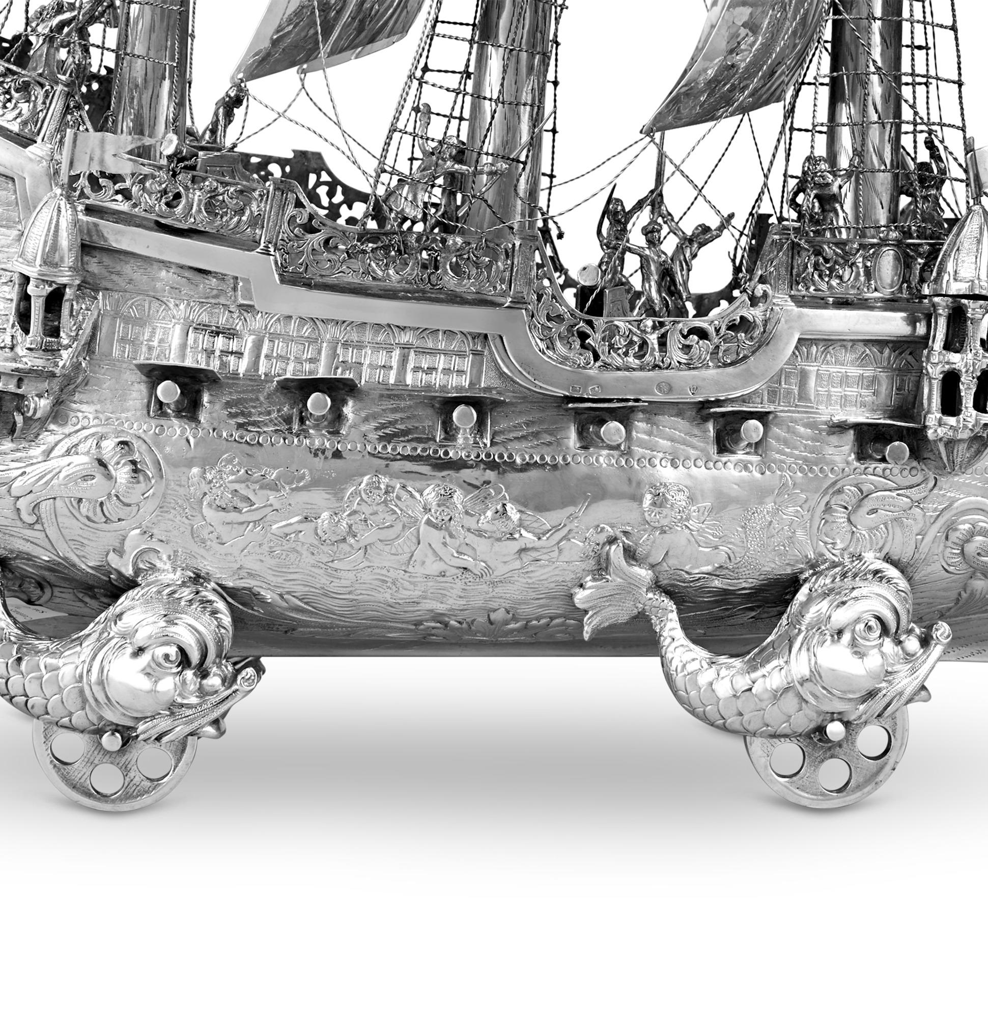 19th Century German Silver Nef by Neresheimer & Sohne