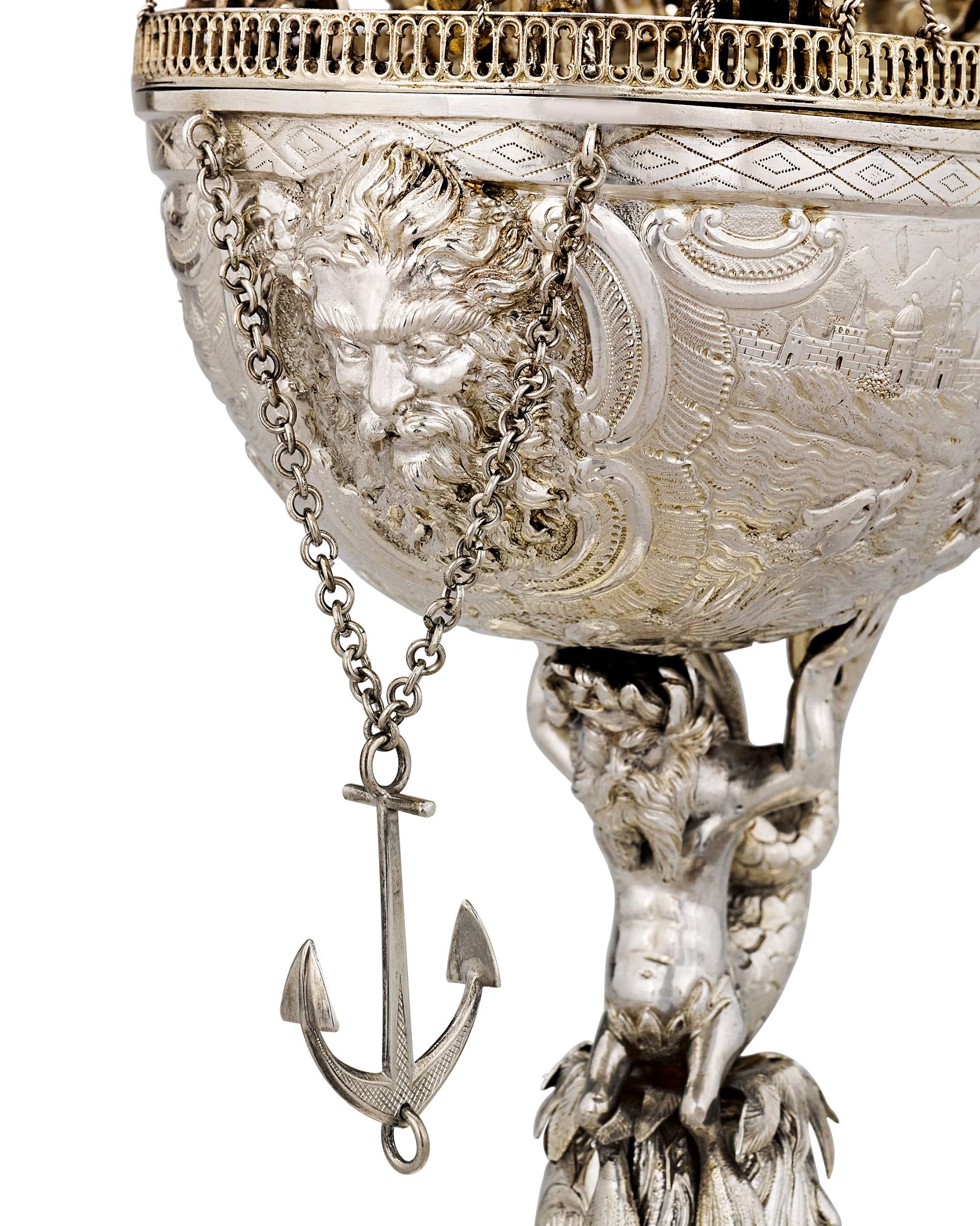 German Silver Nef In Excellent Condition In New Orleans, LA