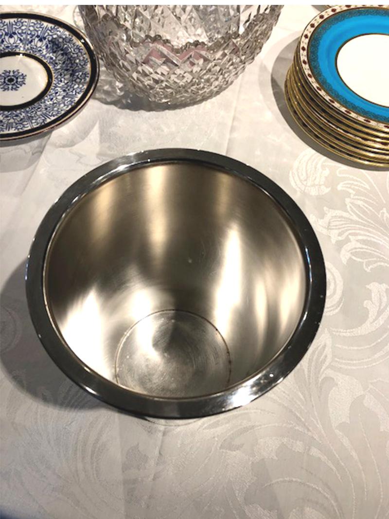 German Silver Plate Footed Wine Bucket W/Insert & Handle 6