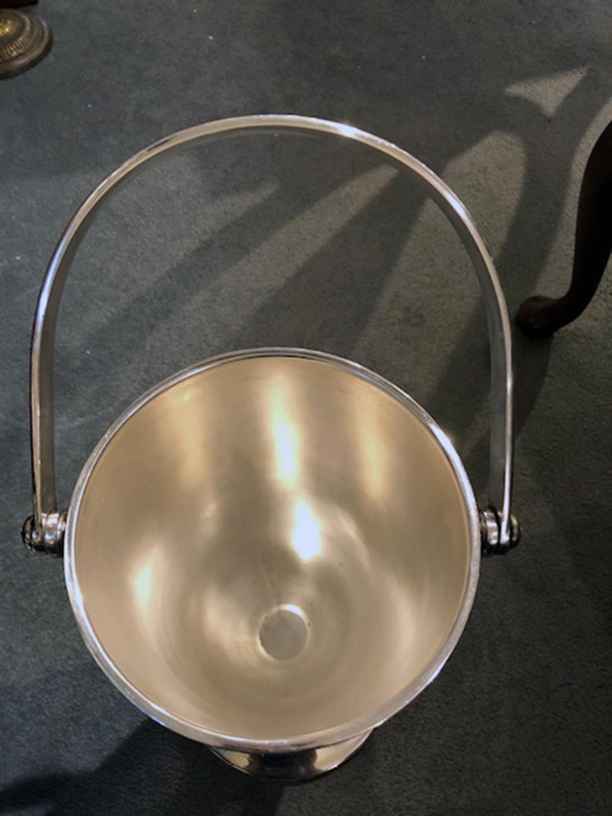 German Silver Plate Footed Wine Bucket W/Insert & Handle 8