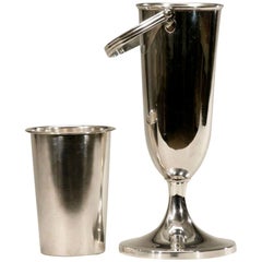 German Silver Plate Footed Wine Bucket W/Insert & Handle