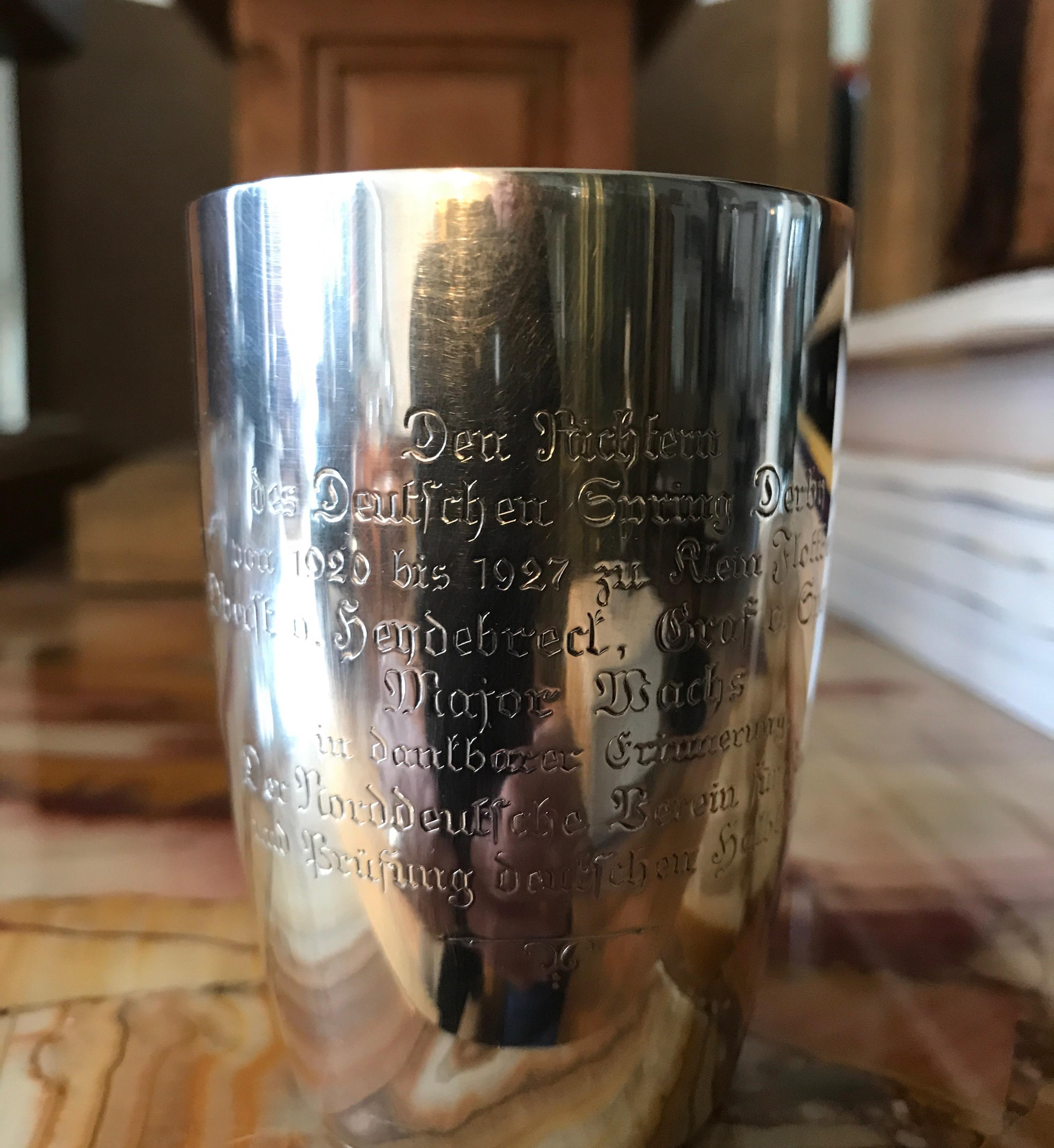 Engraved German Silver Presentation Cup
