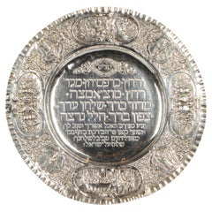 Antique German Silver Seder Plate, Early 20th century