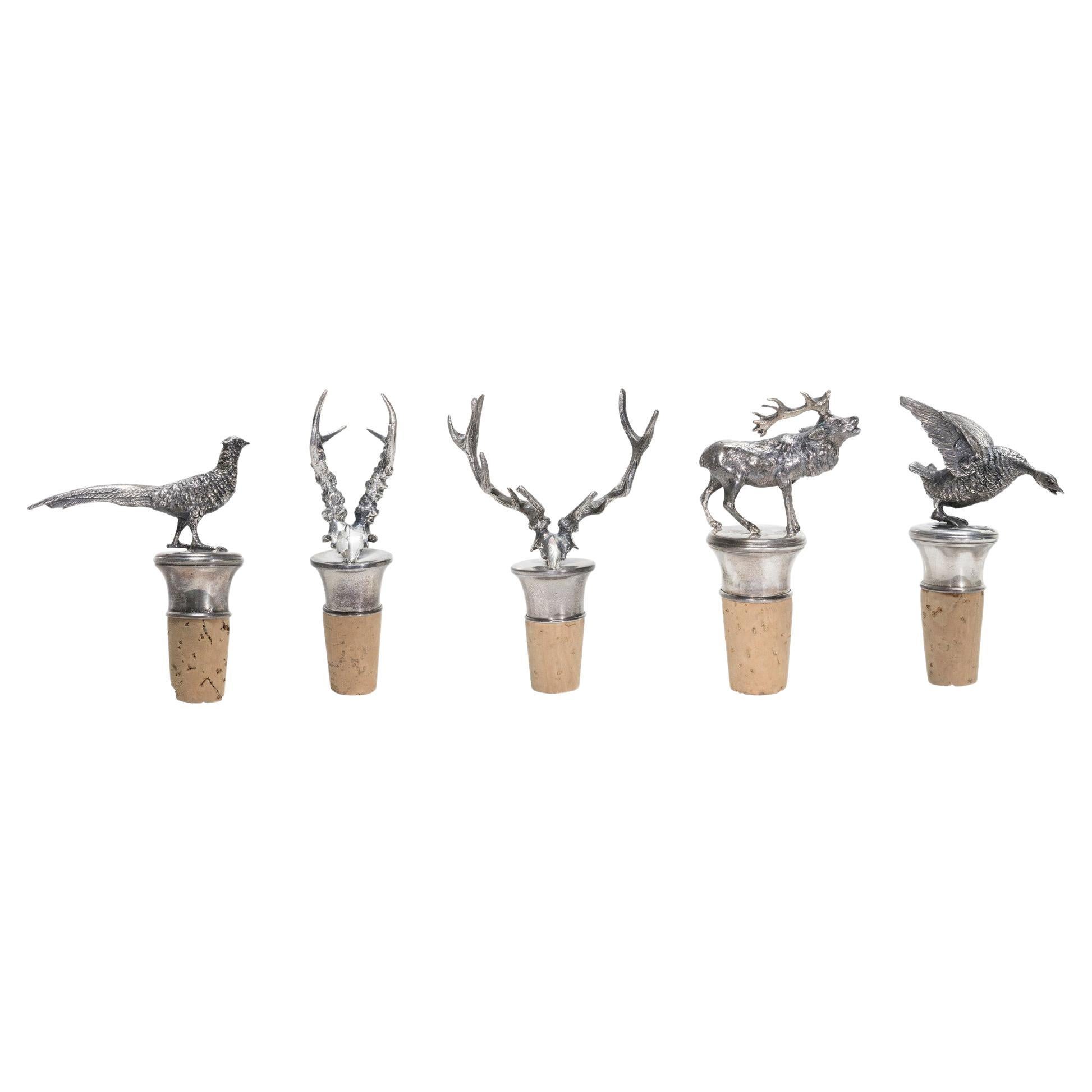German Silver Various Wildlife Cork Bottle Stopper Collection