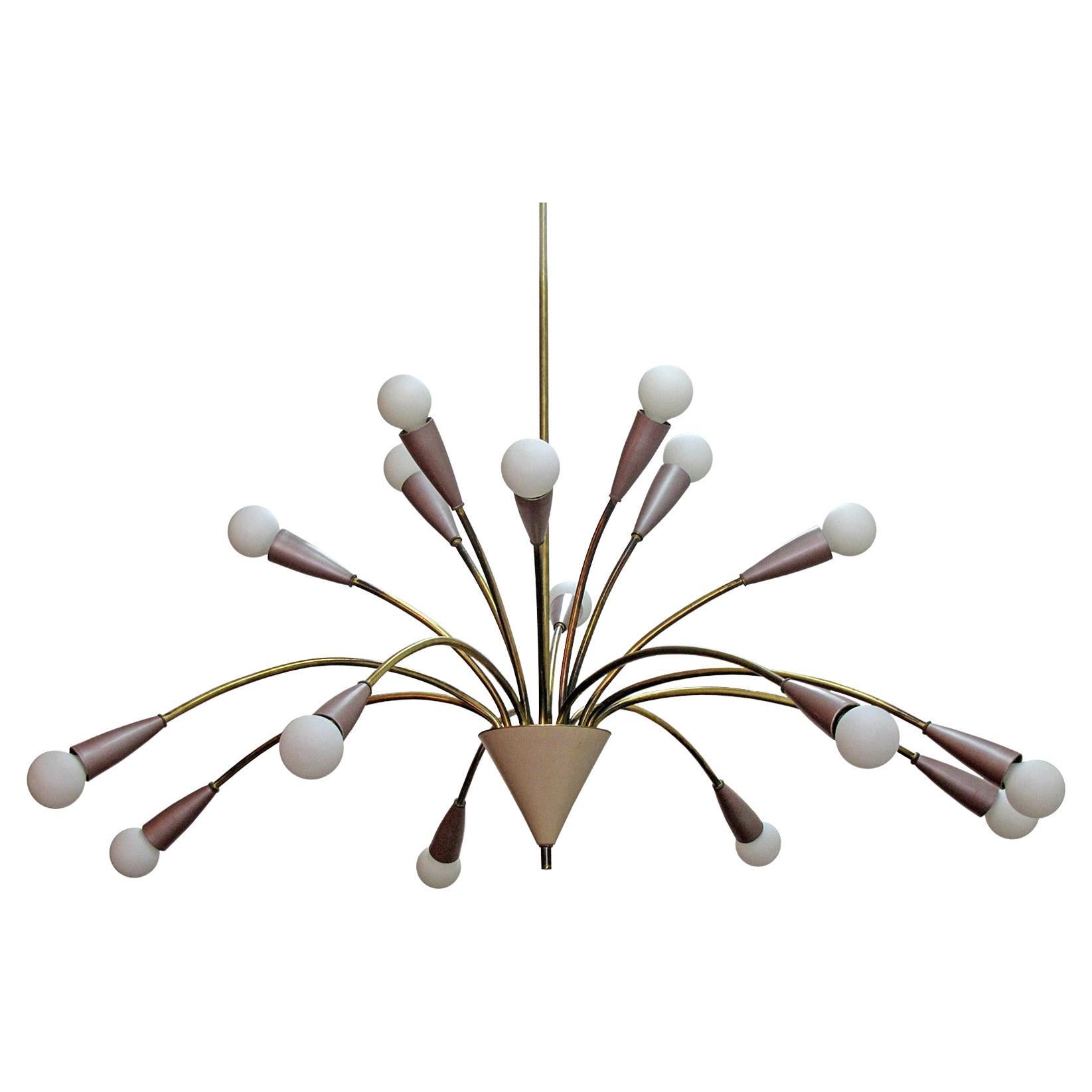 German Sixteen-Arm "Fountain" Chandelier, 1950