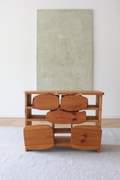 German Small Wooden Pine Cabinet in an Anthroposophic Style