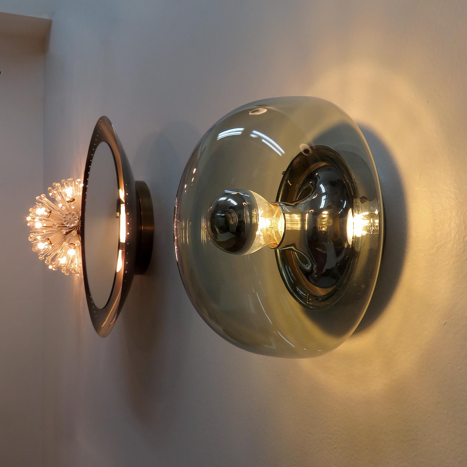 German Smoked Glass Wall Light, 1970 5