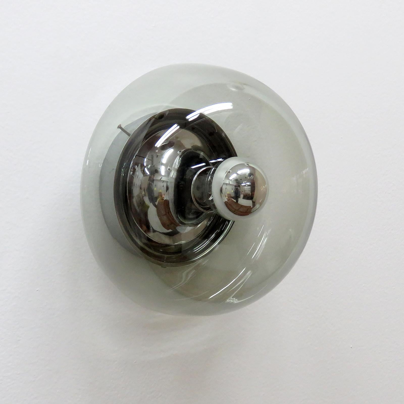 German Smoked Glass Wall Light, 1970 In Good Condition In Los Angeles, CA