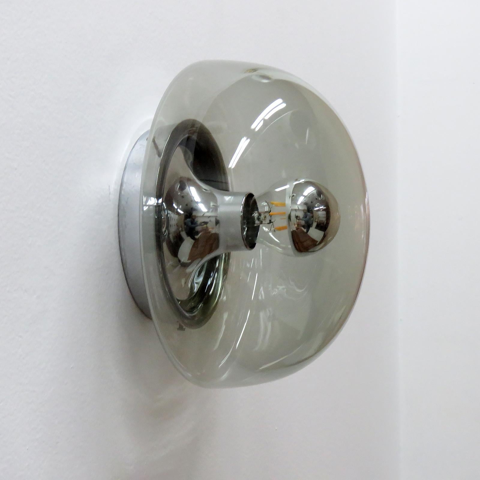 German Smoked Glass Wall Light, 1970 1