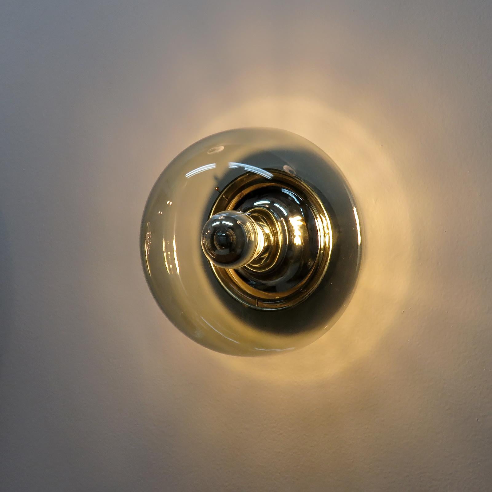 German Smoked Glass Wall Light, 1970 4
