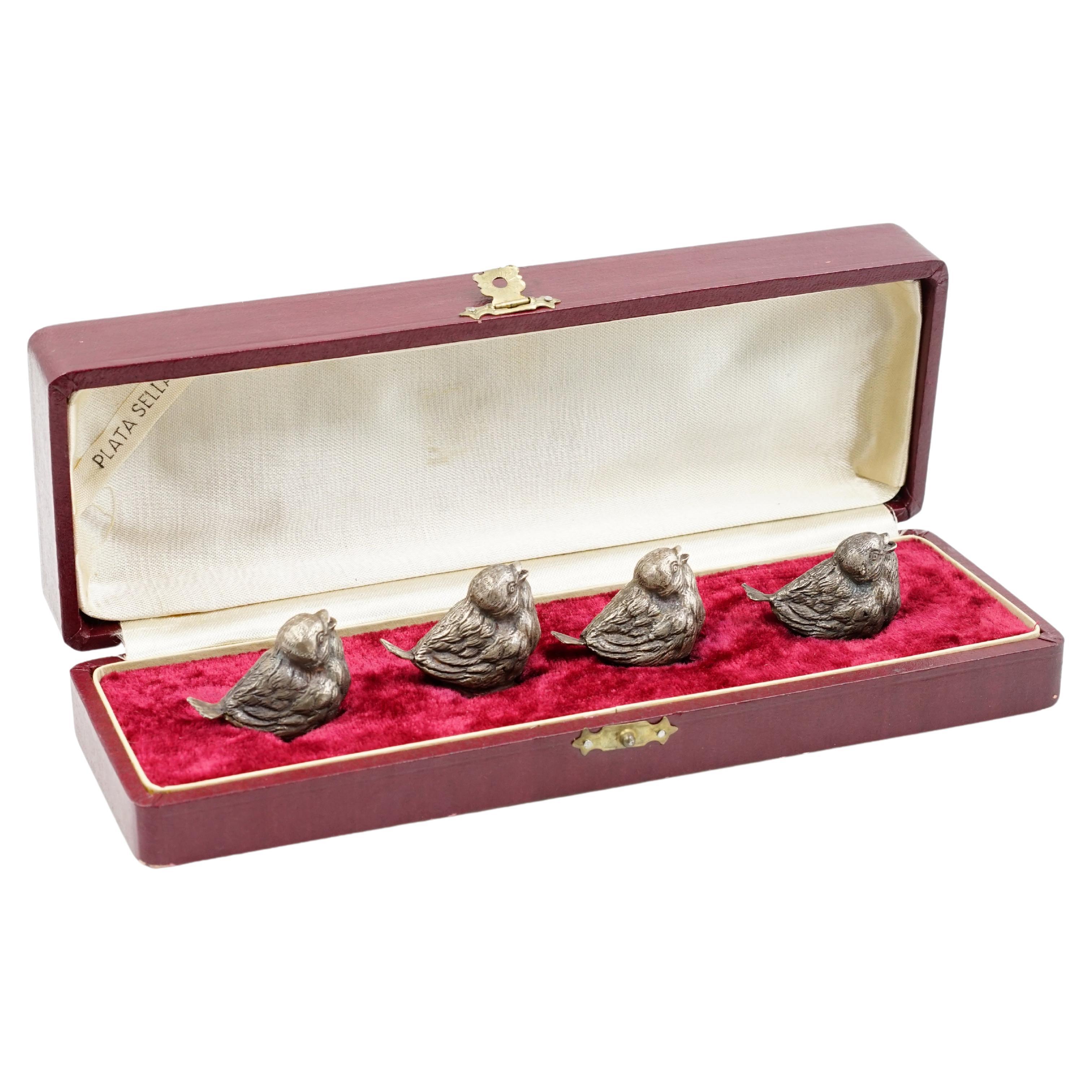 Juego de saleros alemanes de plata maciza
