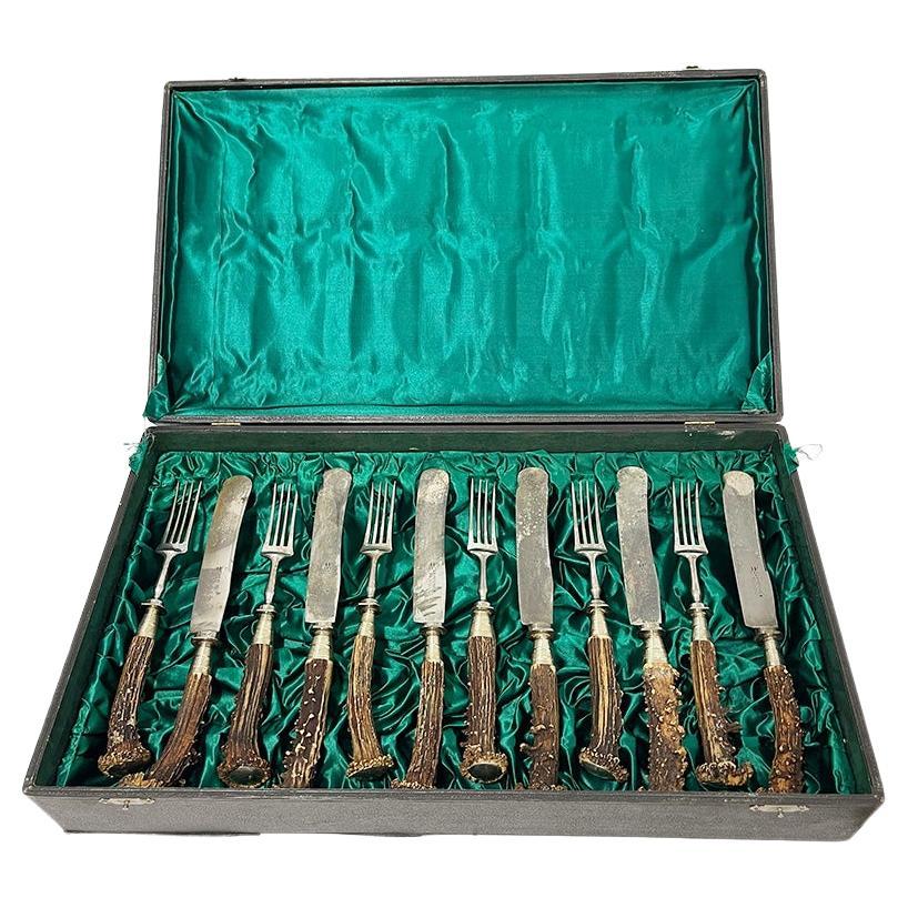 German Solingen J.A. Henckels cutlery set in box, ca 1900 For Sale