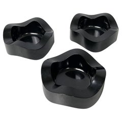 German Space Age black plastic ashtrays by Walter Zeischegg for Helit, 1970s