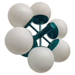 German Space Age glass and metal ceiling or wall lamp by Kaiser Leuchten, 1960s