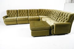Deutsches Space Age Modulares Sektionssofa & Ottomane aus grünem Mohair, ca. 1970er Jahre