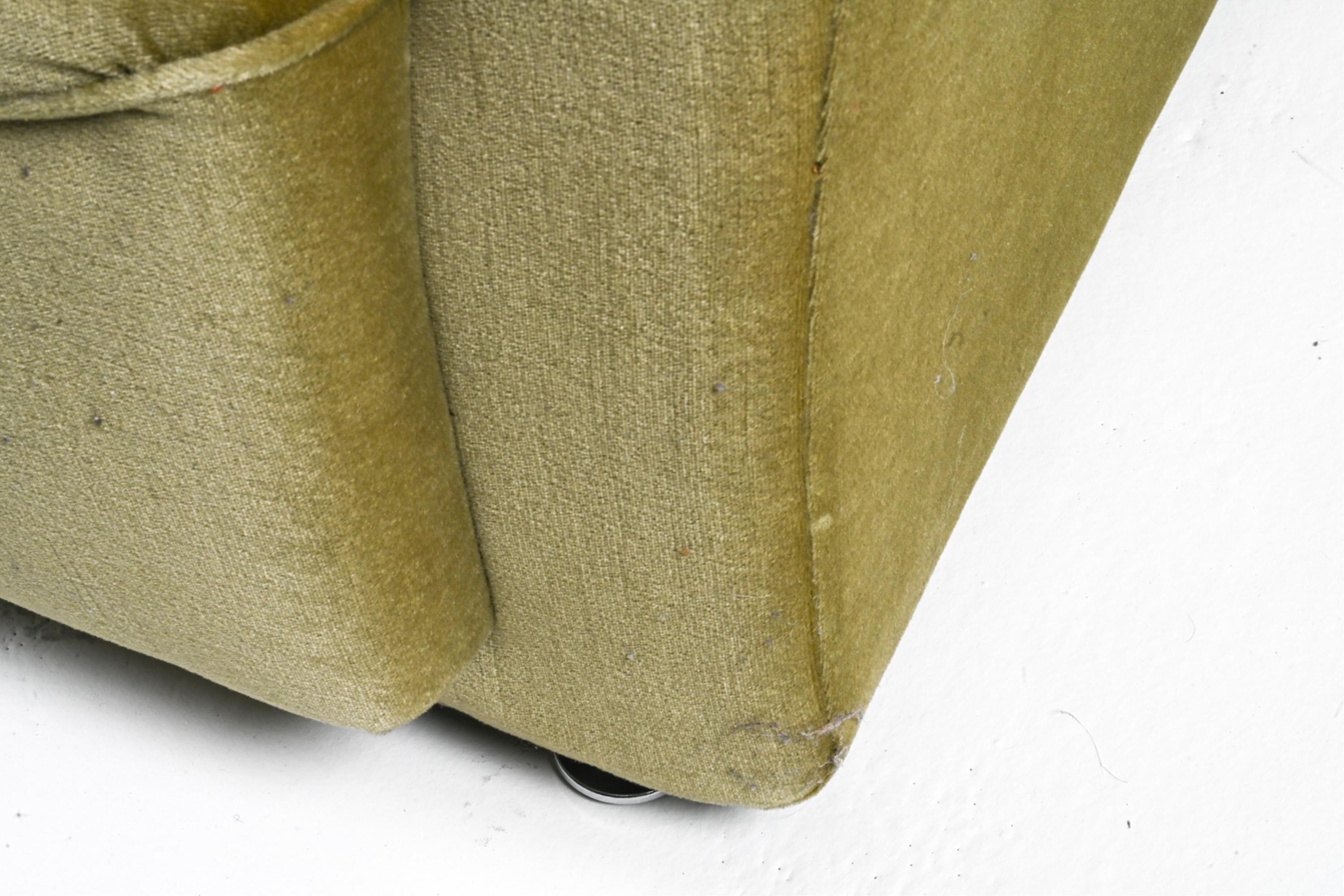 Canapé et pouf sectionnels modulaires allemands de l'ère spatiale en mohair vert, vers 1970 en vente 1
