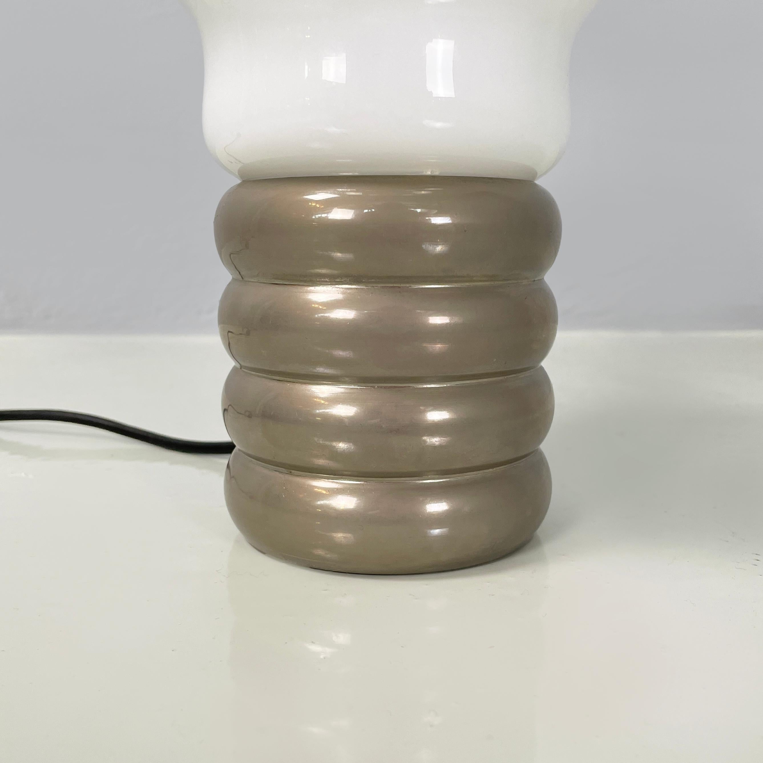 German space age Opaline glass and metal table lamp Bulb by Ingo Maurer, 1970s For Sale 2
