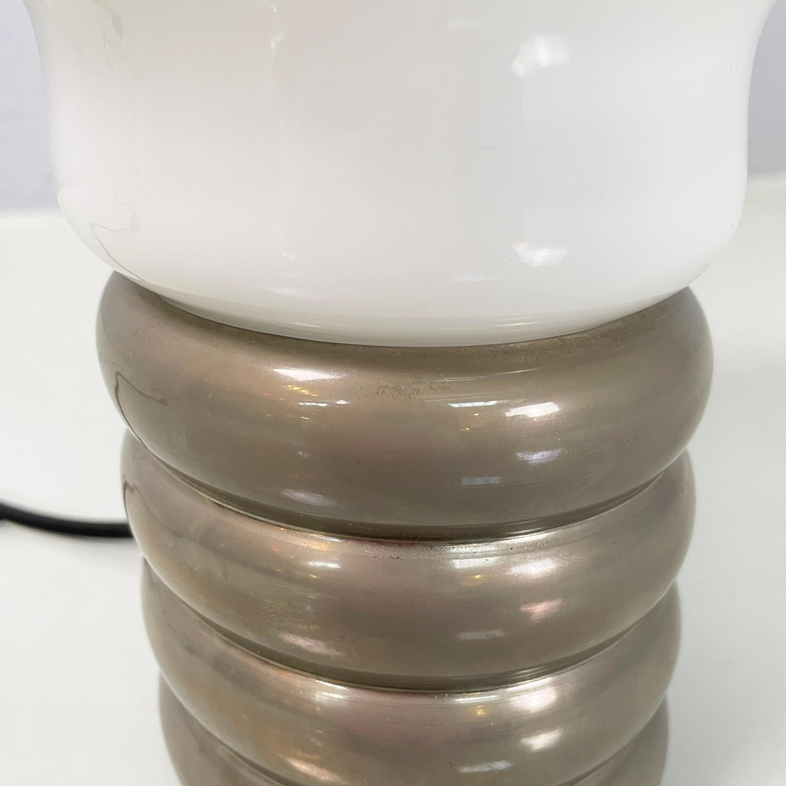 German space age Opaline glass and metal table lamp Bulb by Ingo Maurer, 1970s For Sale 3