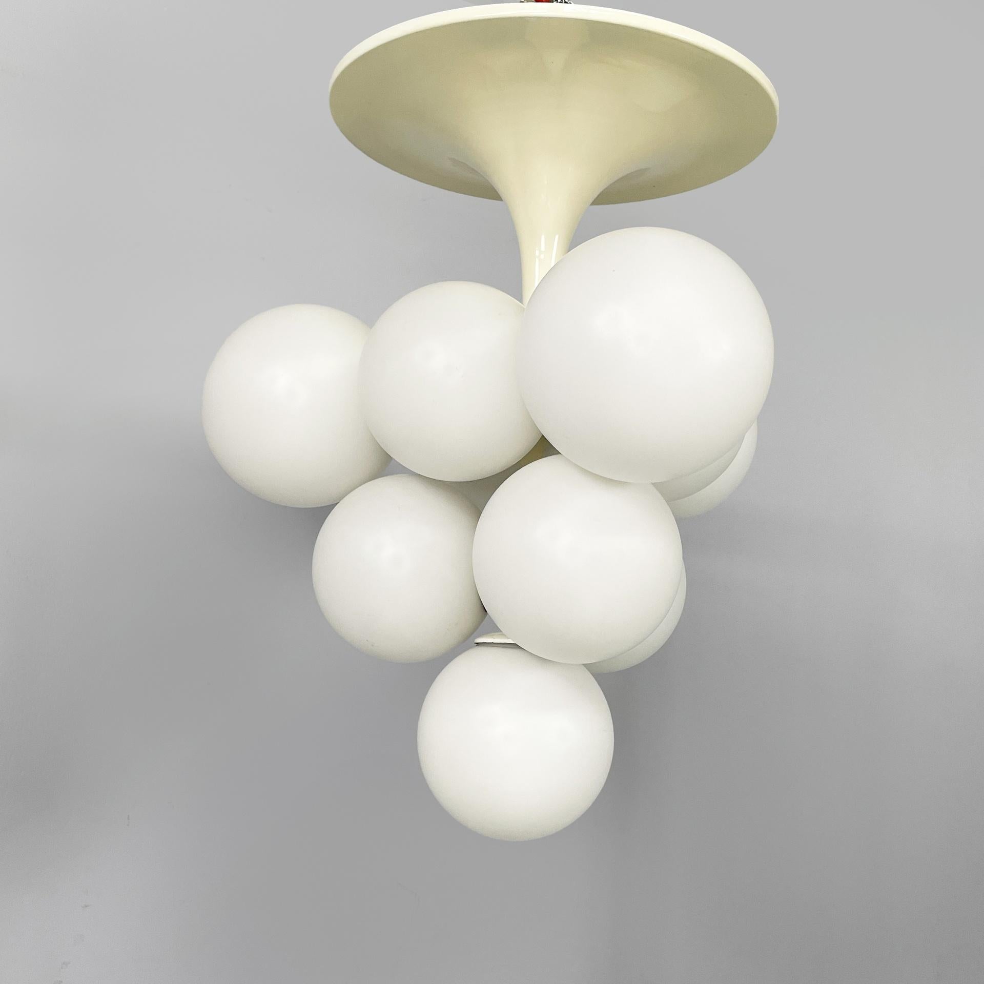 Mid-20th Century German Space Age opaline glass chandelier by Max Bill for Temde, 1960s in vendita