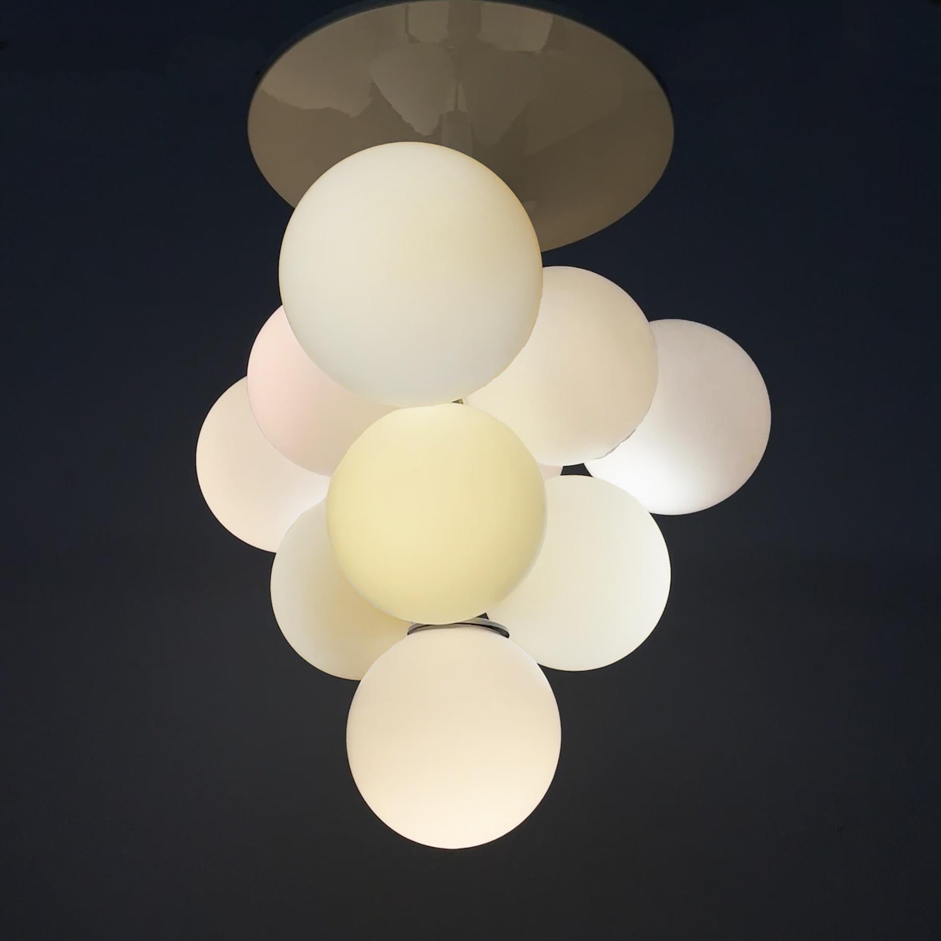 German Space Age opaline glass chandelier by Max Bill for Temde, 1960s in vendita 1