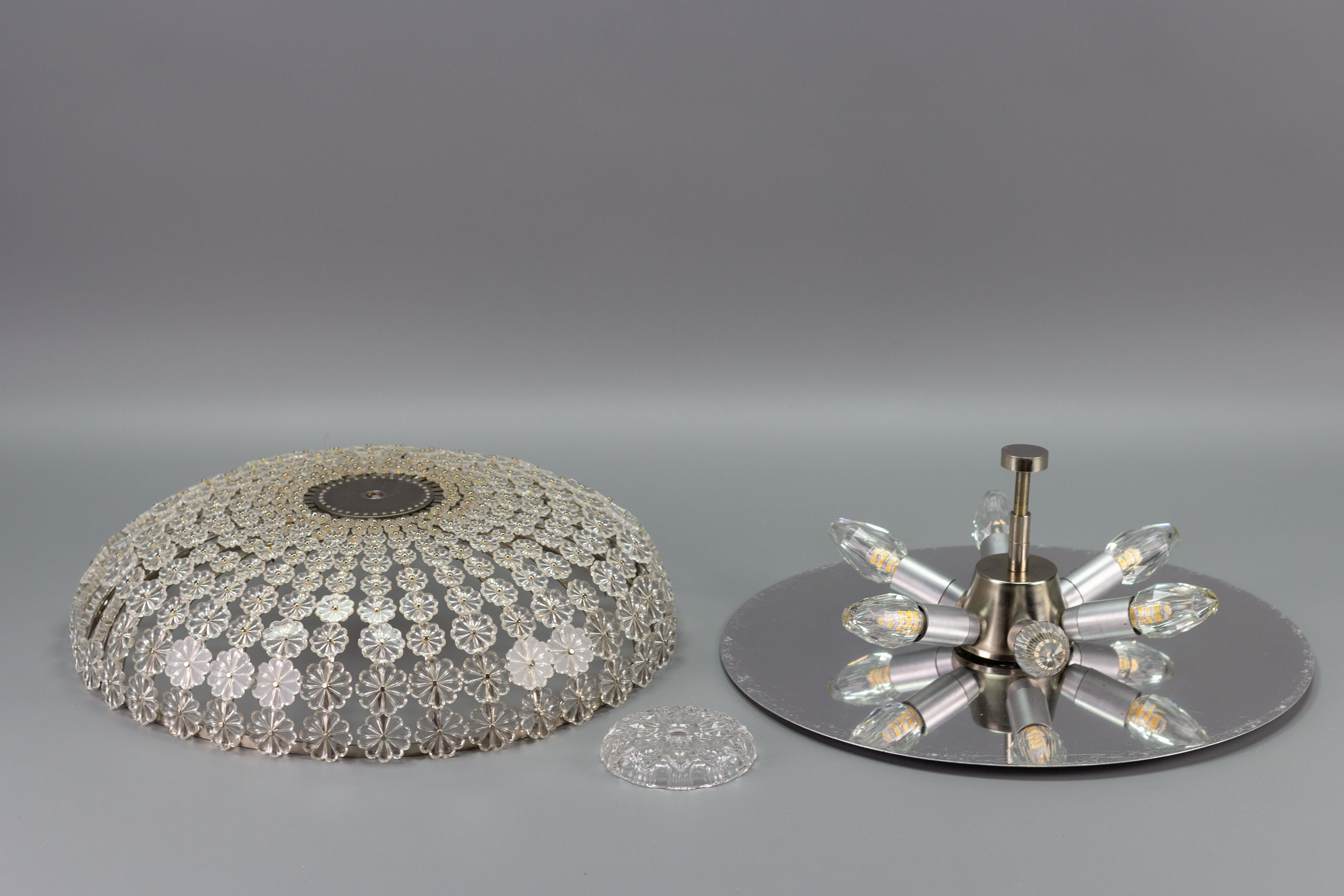 German Space Age Period Glass Flower Flush Mount by H. Richter, 1950s 10