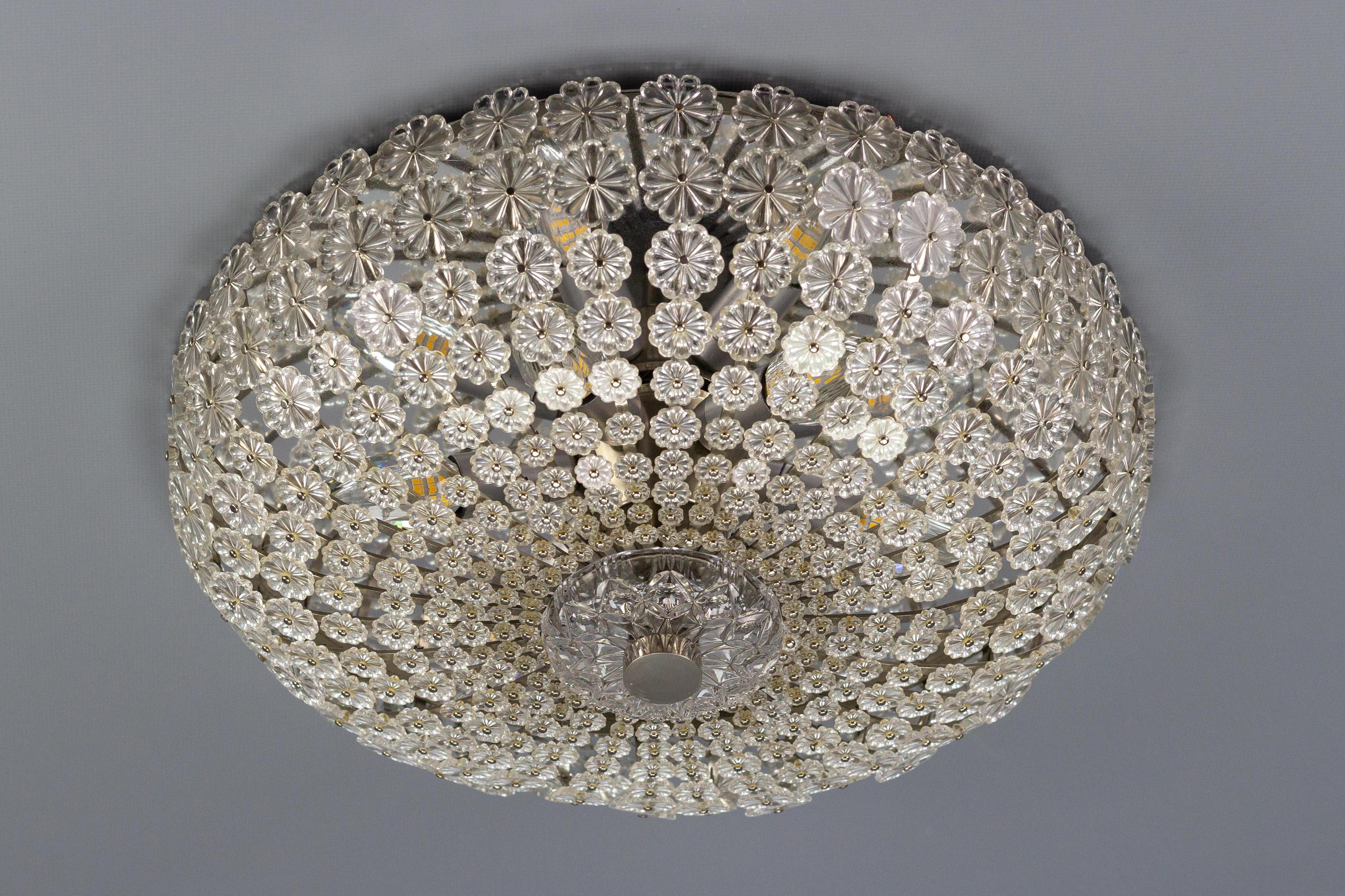 German Space Age Period Glass Flower Flush Mount by H. Richter, 1950s 15