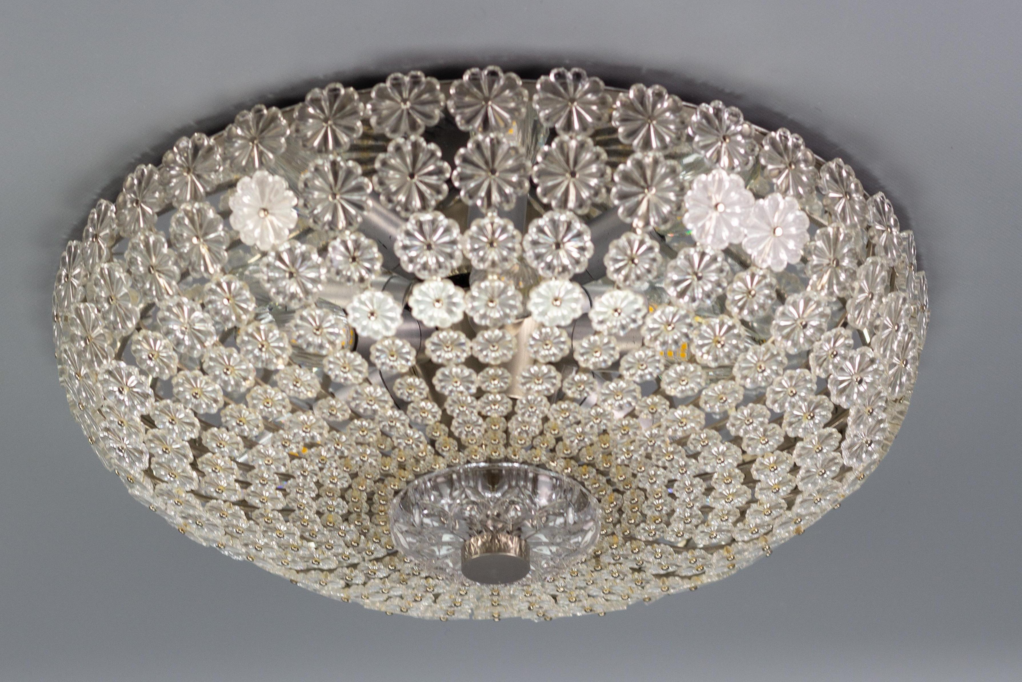 German Space Age Period Glass Flower Flush Mount by H. Richter, 1950s In Good Condition In Barntrup, DE