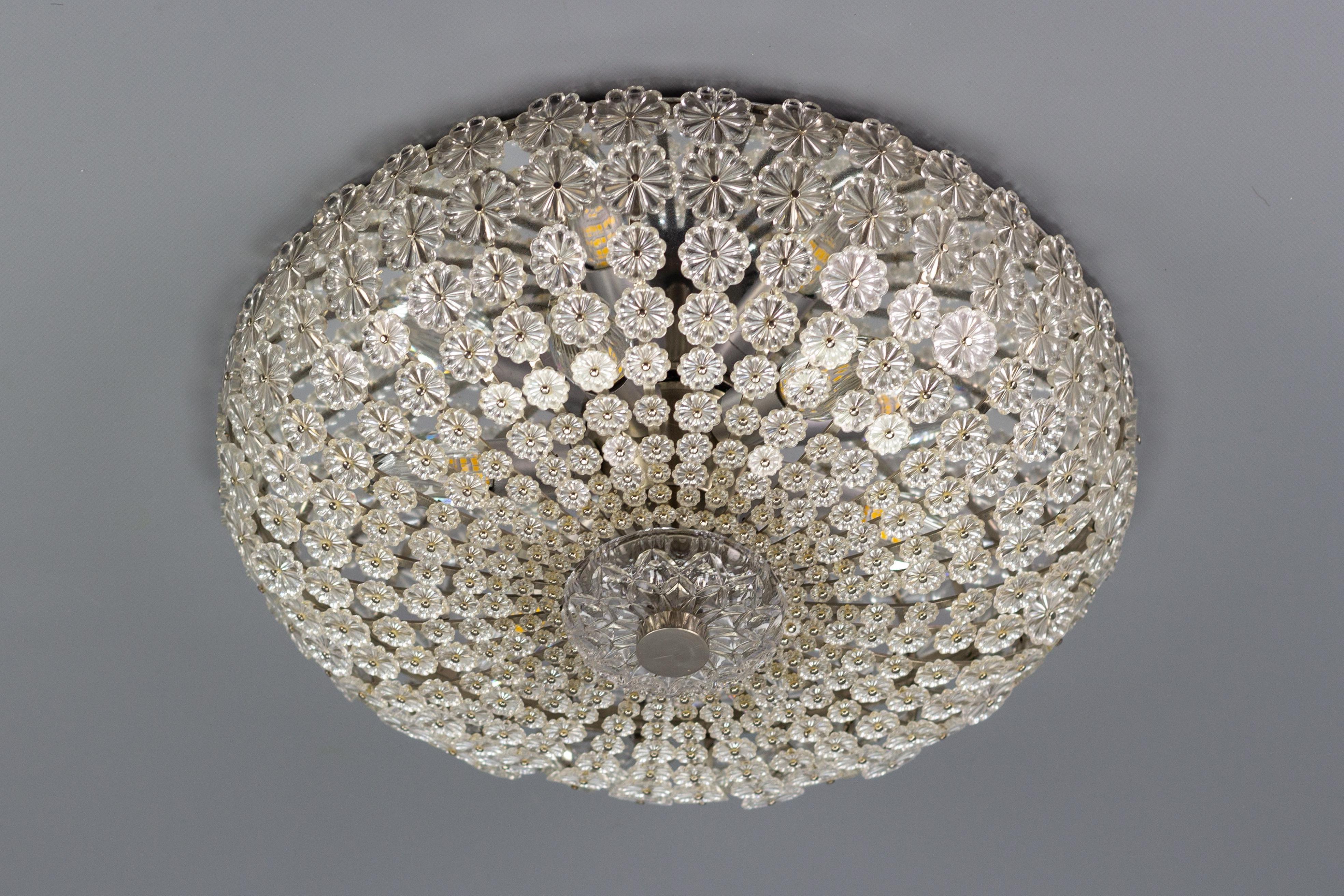 German Space Age Period Glass Flower Flush Mount by H. Richter, 1950s 2