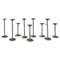 Set di 9 portacandele in acciaio tedesco dal design minimalista
