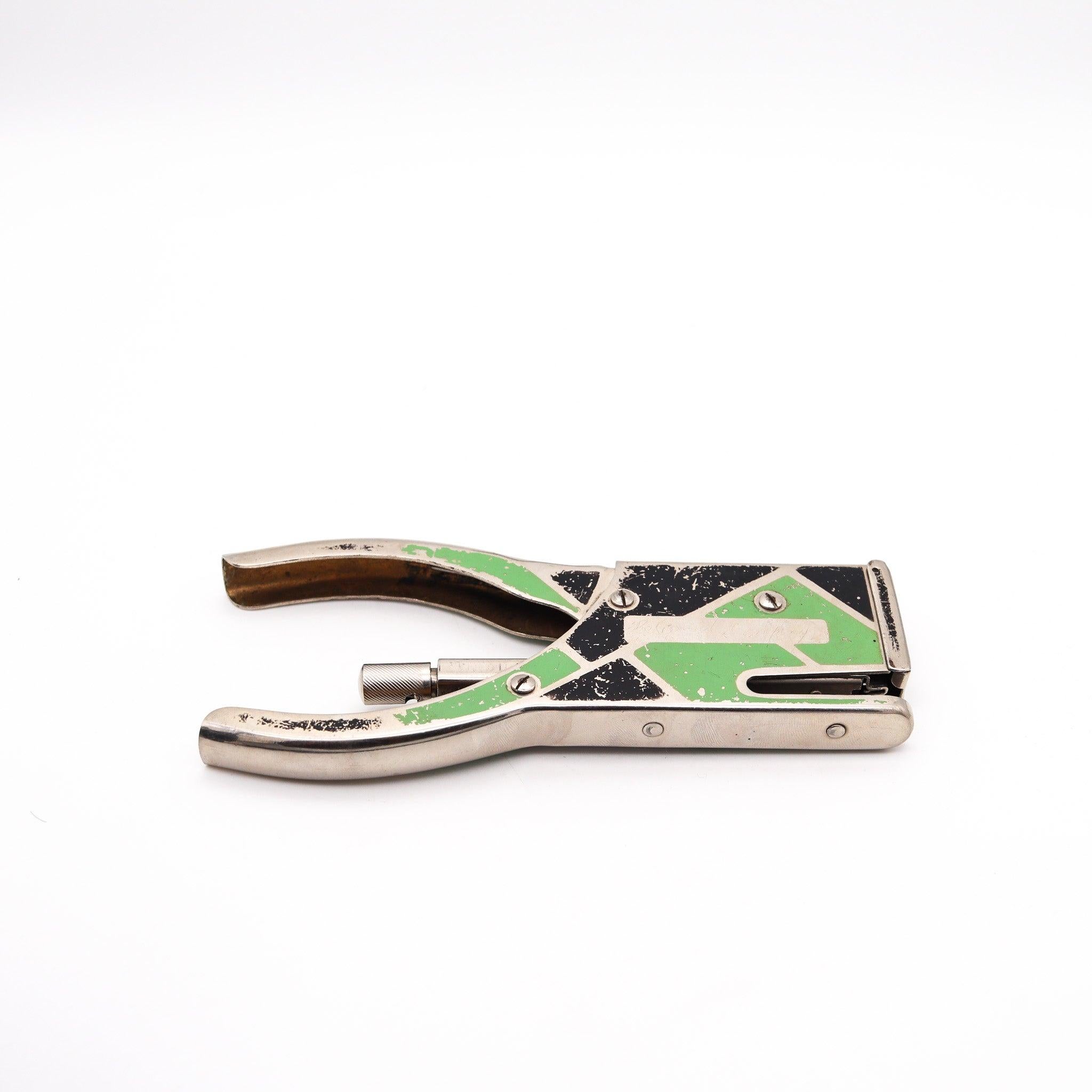 An art deco paper stapler made in Germany.

This is a very interesting and unusual stapler, created in Germany during the Art Deco period back in the 1930's. The hand stapler was crafted for the American company, Hotchkiss Sales Co. in solid chromed