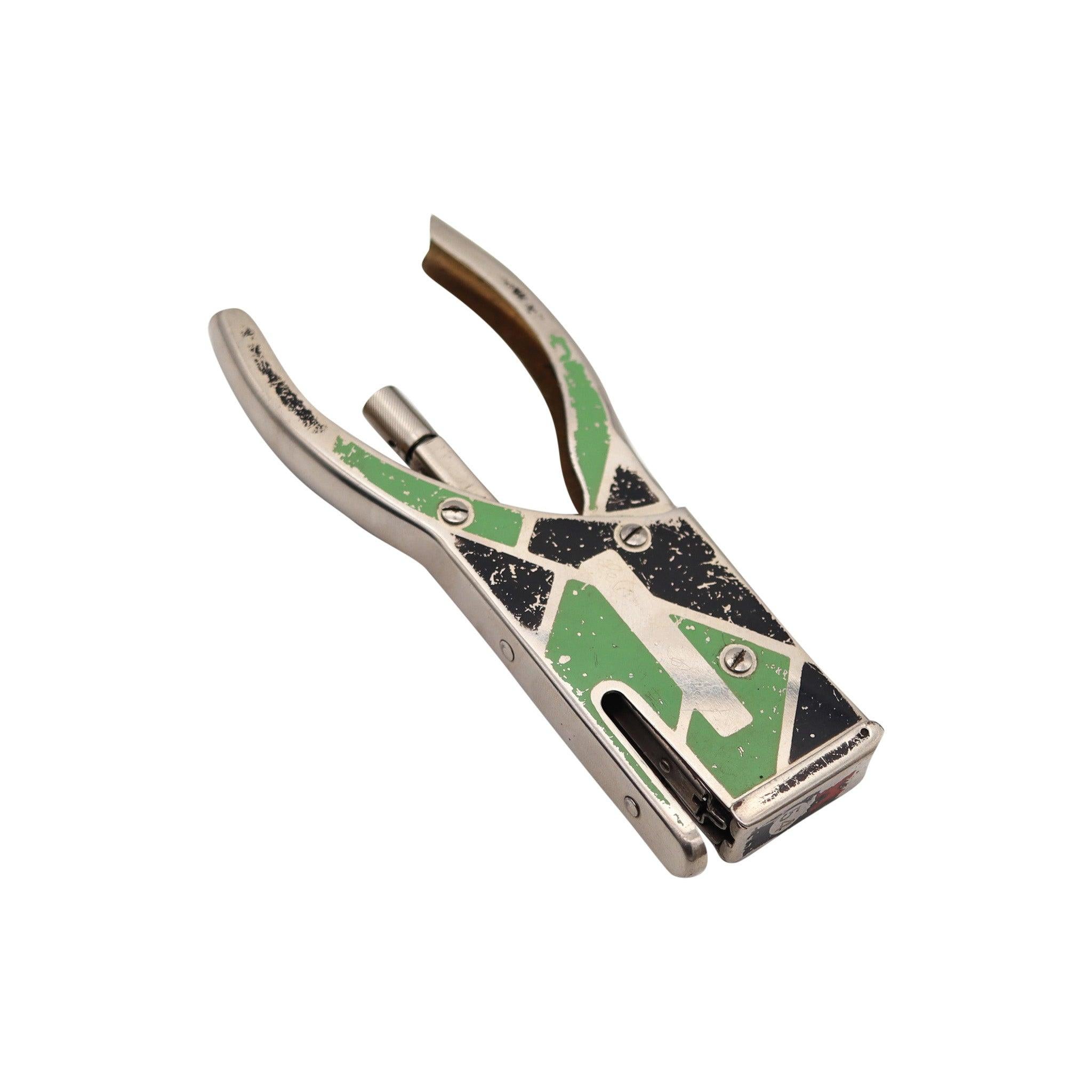 GERMAN STAPLER 1930 Art Deco Steel With Black, Red & Green Enamels 2