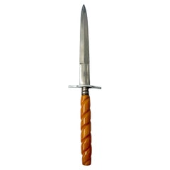 German Steel Letter Opener with Spiral Bakelite Handle
