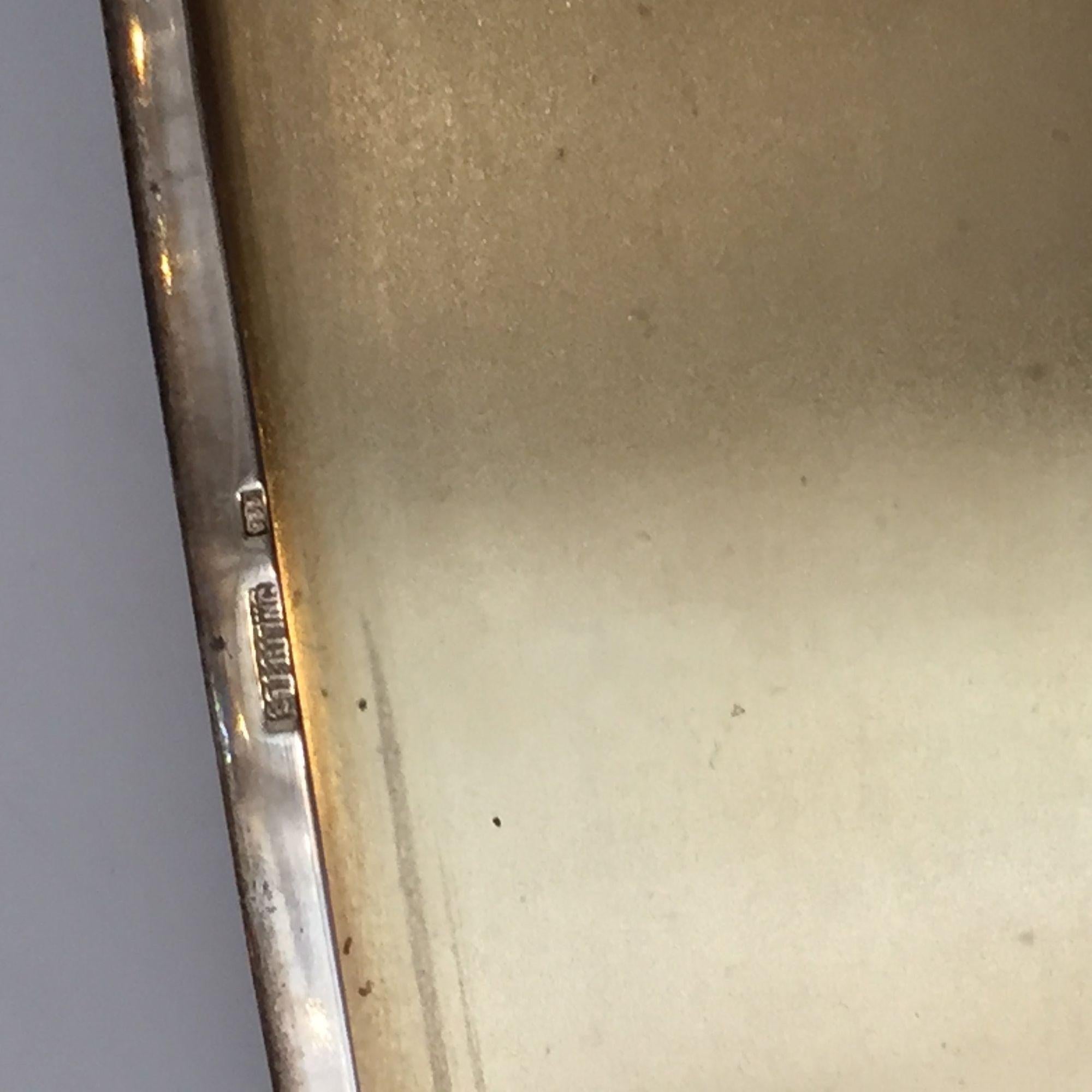 Early 20th Century German Sterling Silver Cigarette Case with a Sapphire Stone For Sale