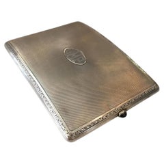 Antique German Sterling Silver Cigarette Case with a Sapphire Stone