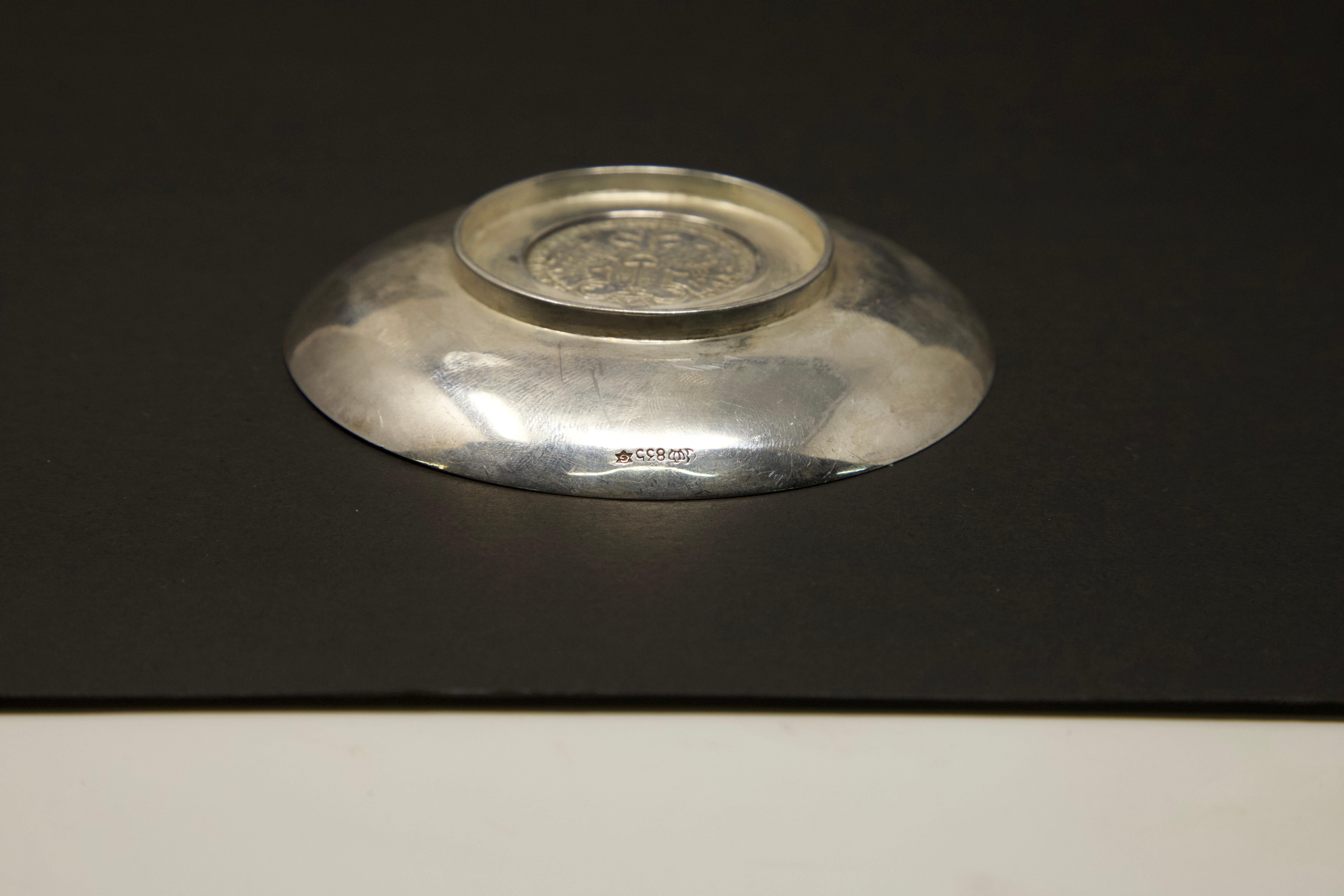 German Sterling Silver Coin Dish by Jakob Grimminger In Fair Condition For Sale In Cookeville, TN