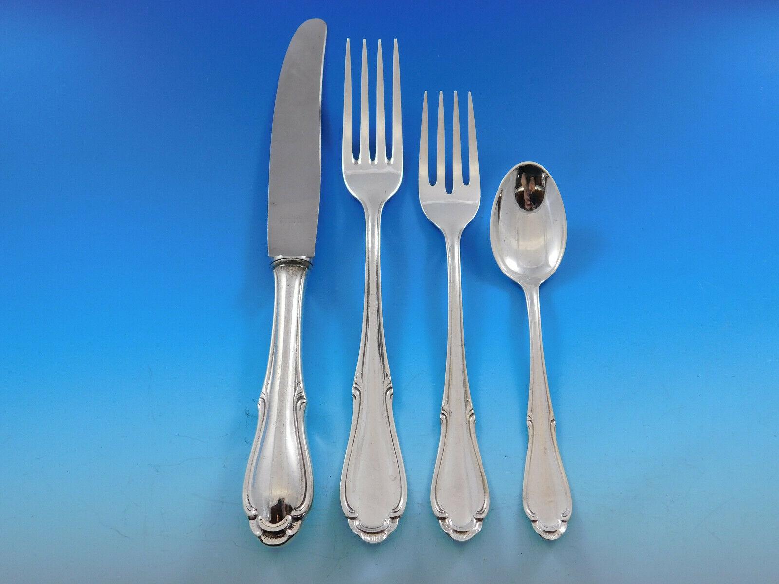 German Sterling Silver Flatware Service Set for 12 Dinner 170 Pieces In Excellent Condition For Sale In Big Bend, WI