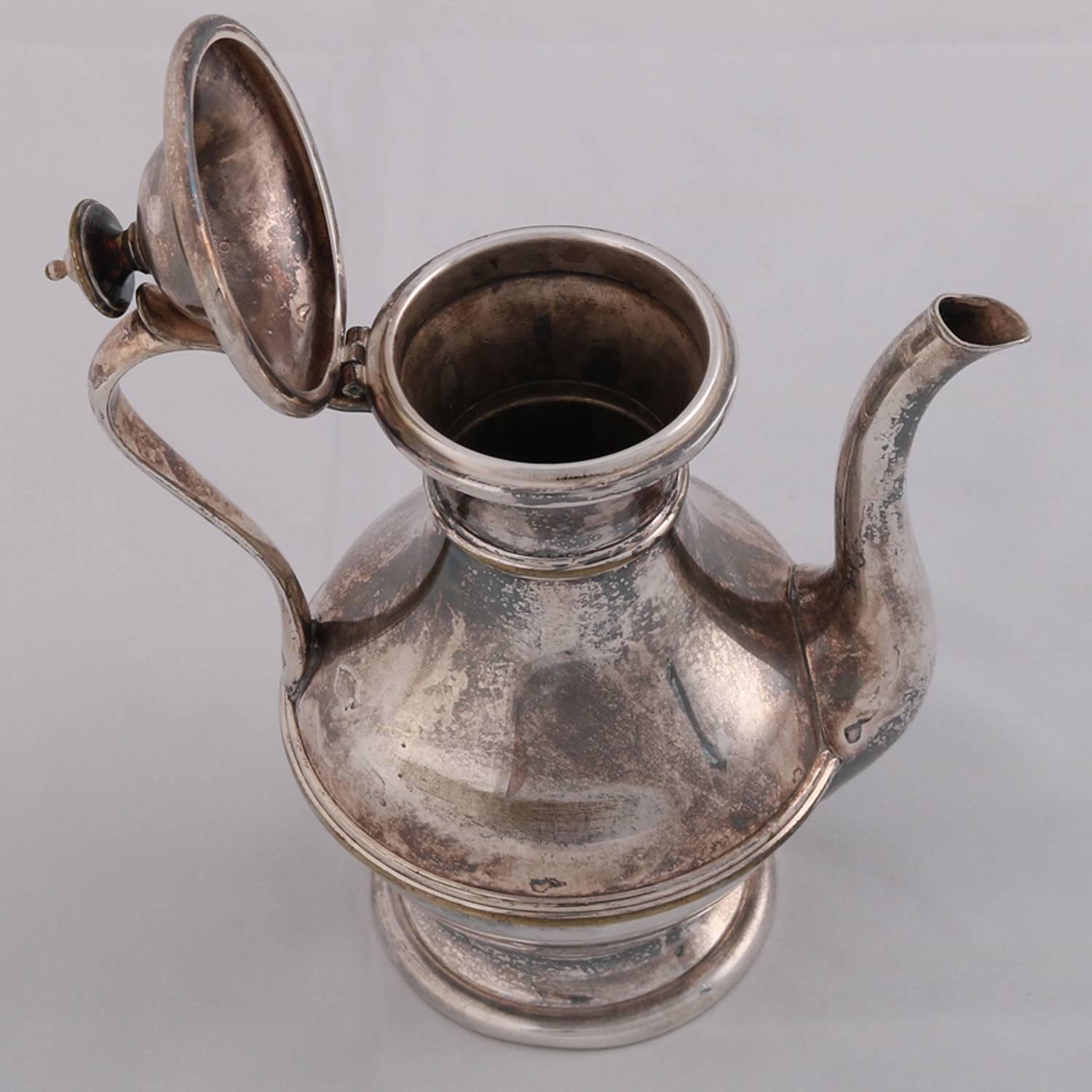 English German Sterling Silver Georgian Style Tea Pot, Darmstadt, 19th Century
