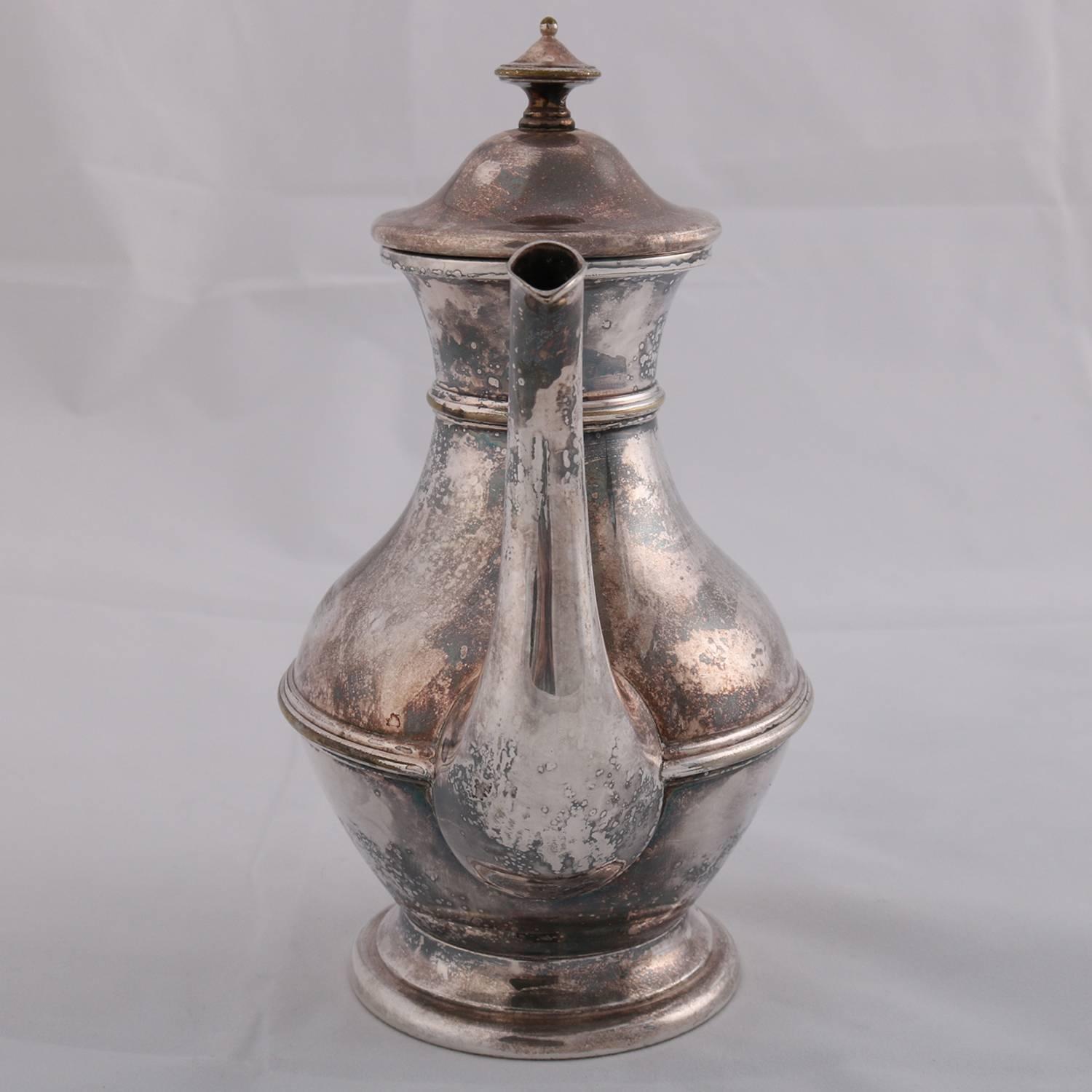 German Sterling Silver Georgian Style Tea Pot, Darmstadt, 19th Century In Good Condition In Big Flats, NY