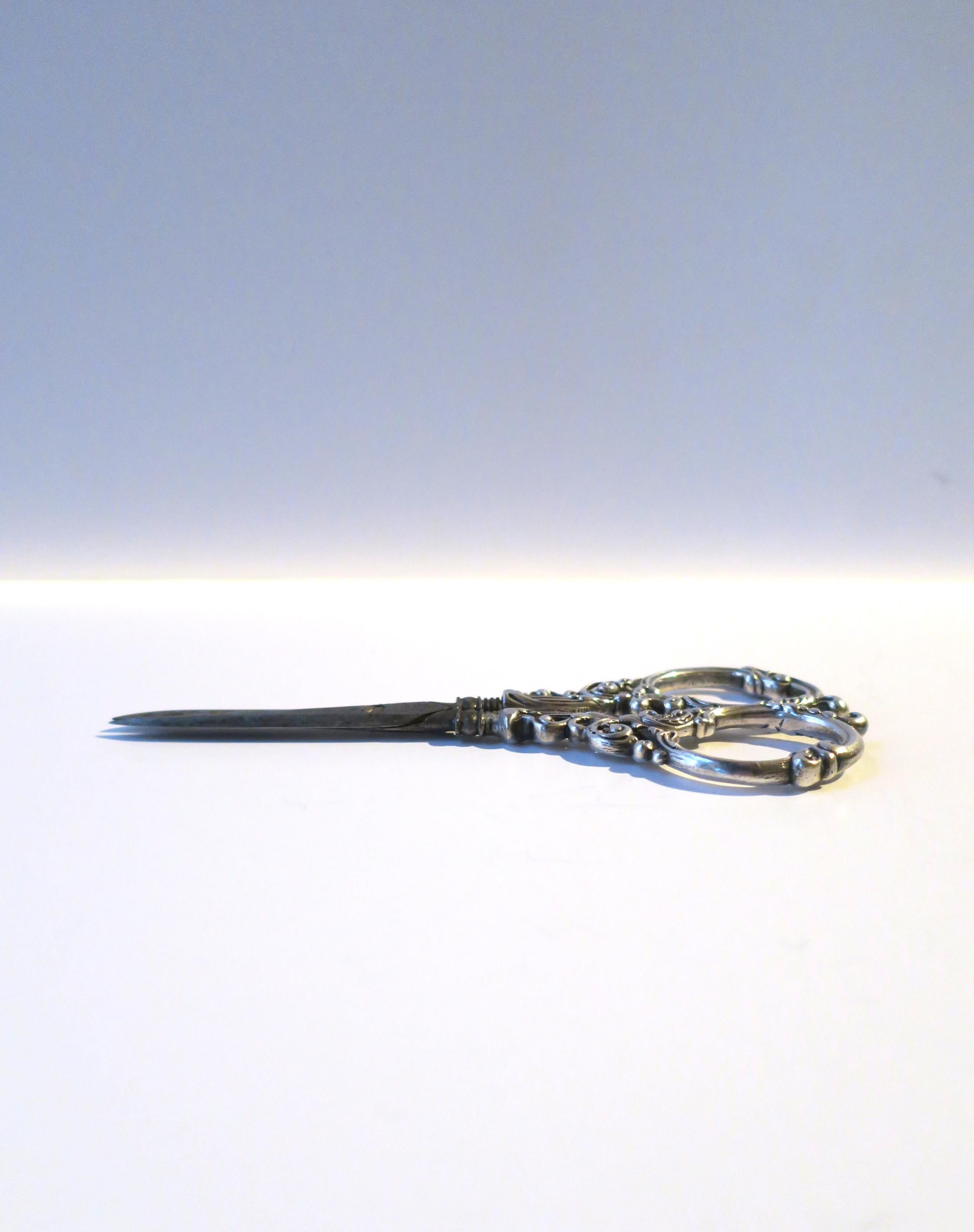 19th Century German Sterling Silver Shears or Scissors for Grapes, Plants, Flowers For Sale