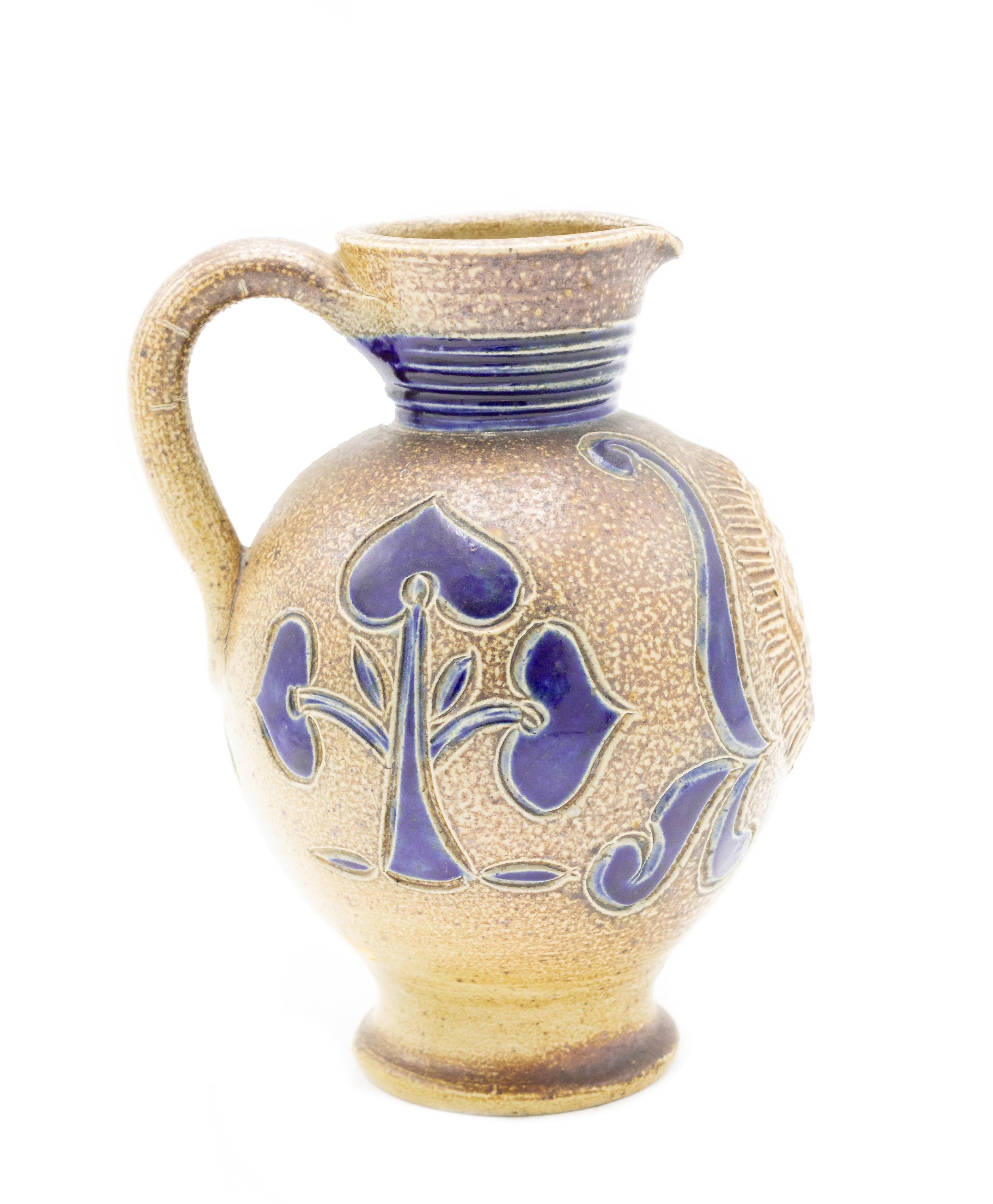 Other German Stoneware Pitcher with Incised Blue Decorations For Sale