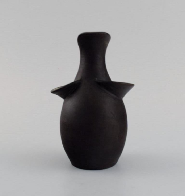 Mid-Century Modern German Studio Ceramicist, Unique Vase in Glazed Stoneware, 1960 / 70s For Sale