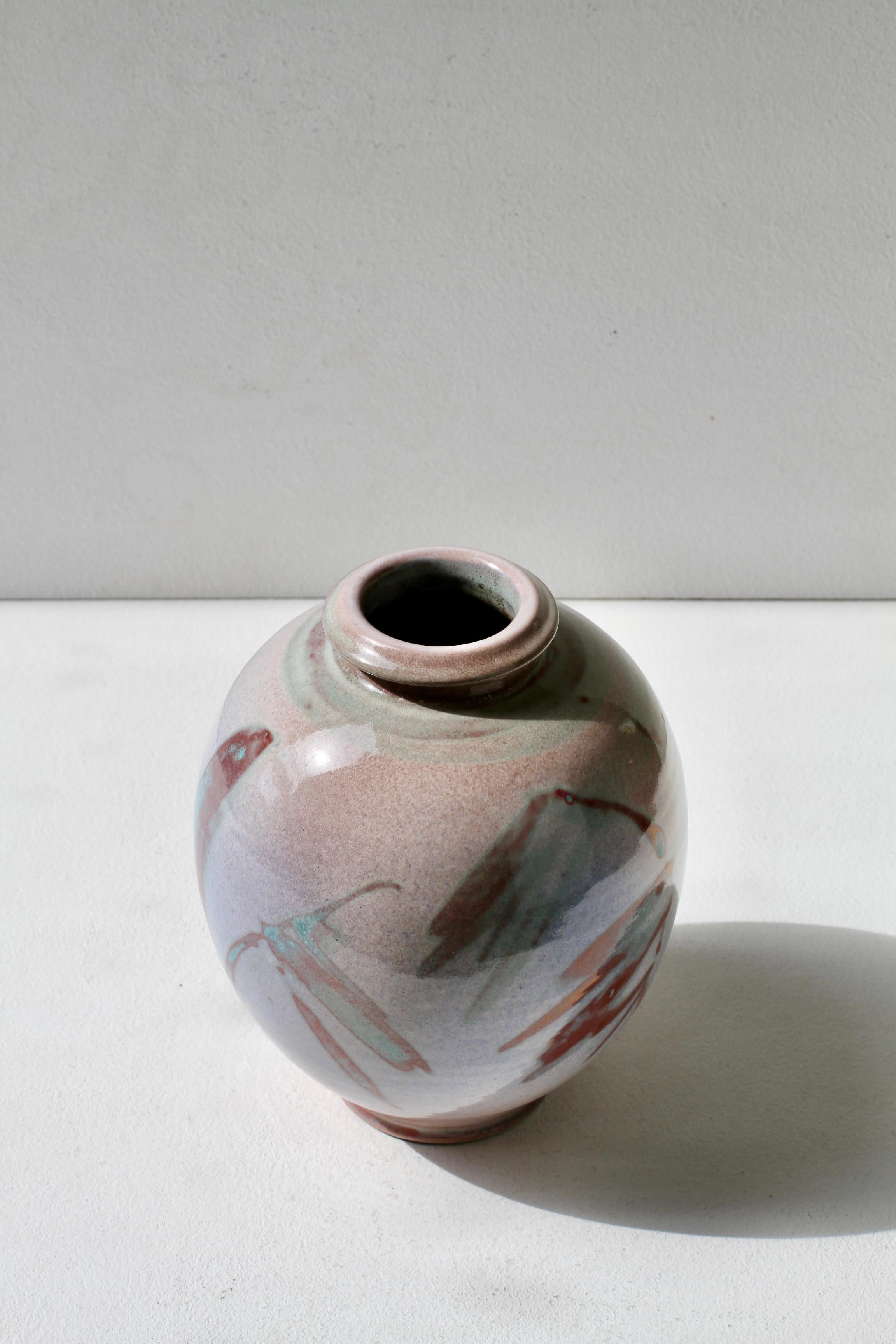 Jarrón esmaltado azul grisáceo de Studio Pottery alemán de Georg Döppmann, 1981 en venta 5