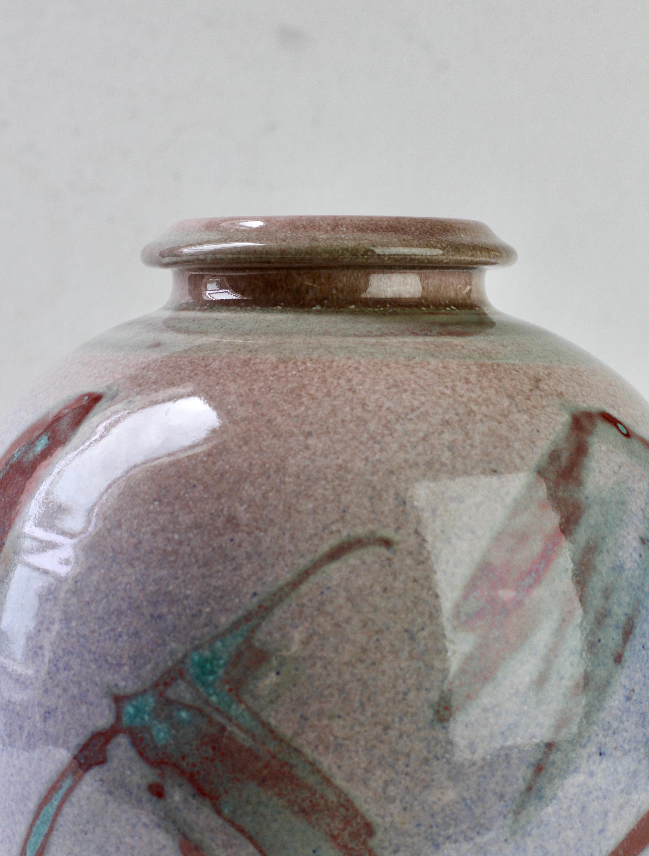 Jarrón esmaltado azul grisáceo de Studio Pottery alemán de Georg Döppmann, 1981 en venta 6